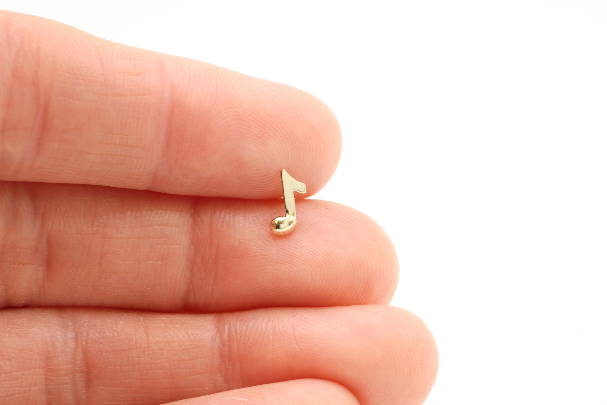 Musical Note Stud Earring, 14/20 Gold - Filled, 9mm x 5mm, Wholesale, Eighth Quaver Melody Note Dainty Minimalist Jewelry Earrings - HarperCrown