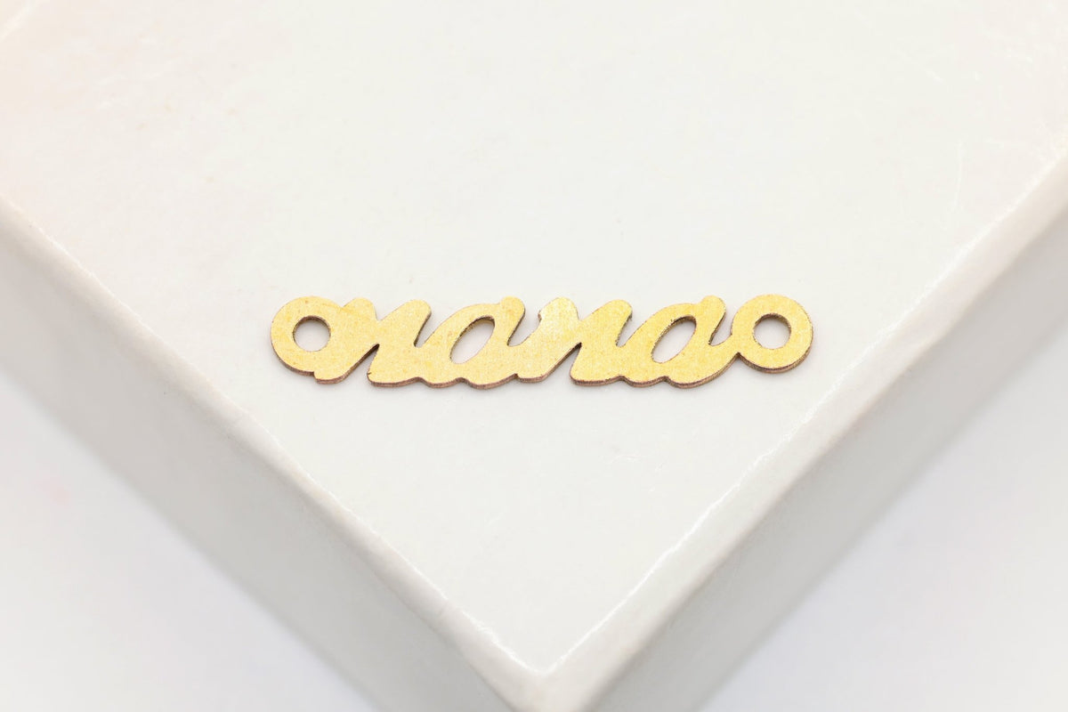 "Nana" Connector Charm, 14/20 Gold-Filled, 15mm x 4mm, Wholesale, Cursive Nana Grandmother Letters, Jewelry Making Charm - HarperCrown