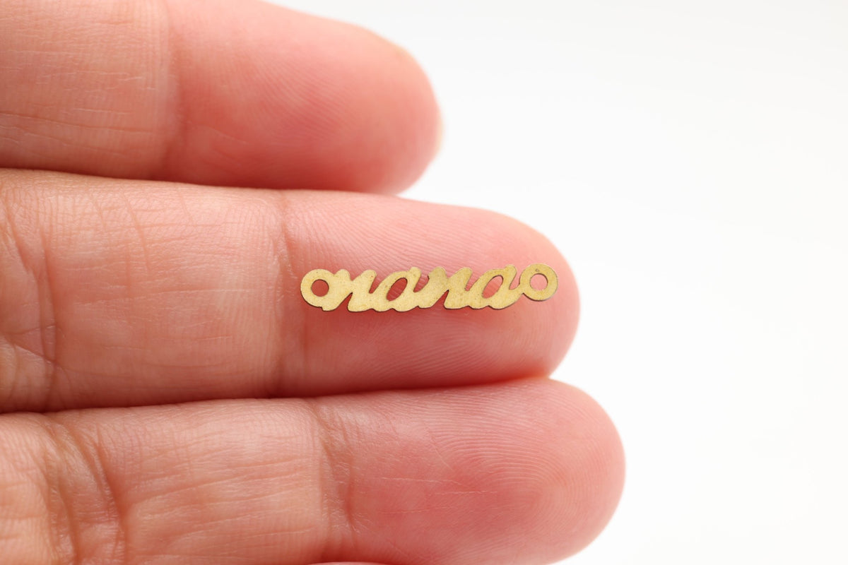 "Nana" Connector Charm, 14/20 Gold-Filled, 15mm x 4mm, Wholesale, Cursive Nana Grandmother Letters, Jewelry Making Charm - HarperCrown