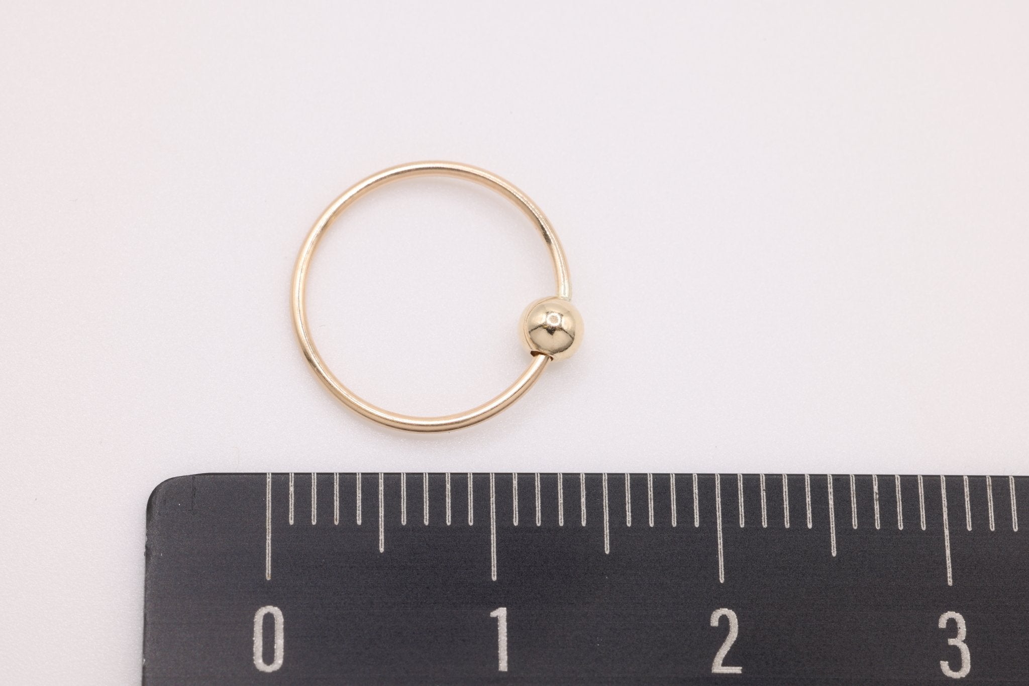Nose Ring, 14K Gold - Filled, 12mm Ring with 3mm Ball - HarperCrown