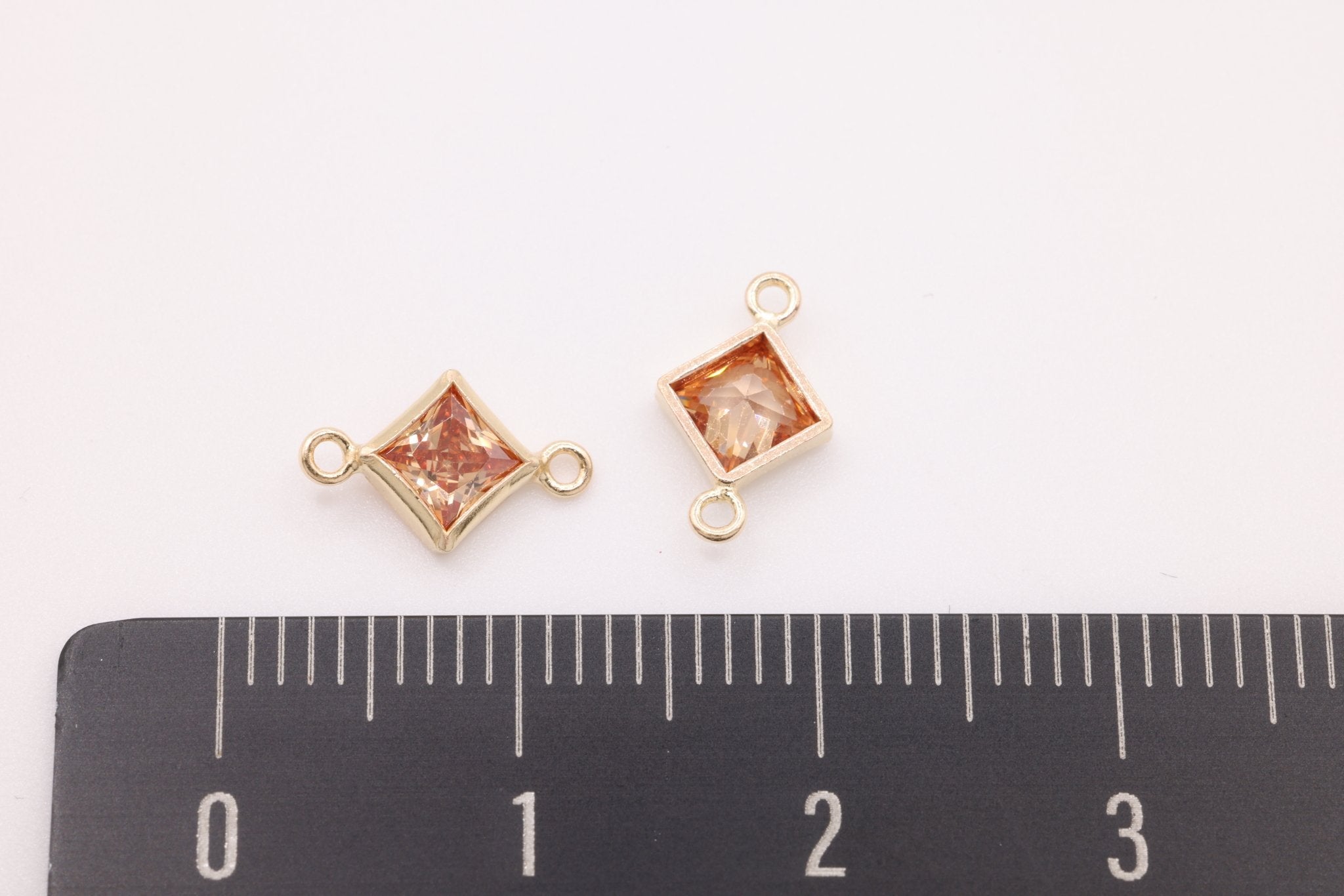 November Birthstone Citrine Topaz CZ Connector Bezel Frame, 14/20 Gold - Filled, 4mm - HarperCrown