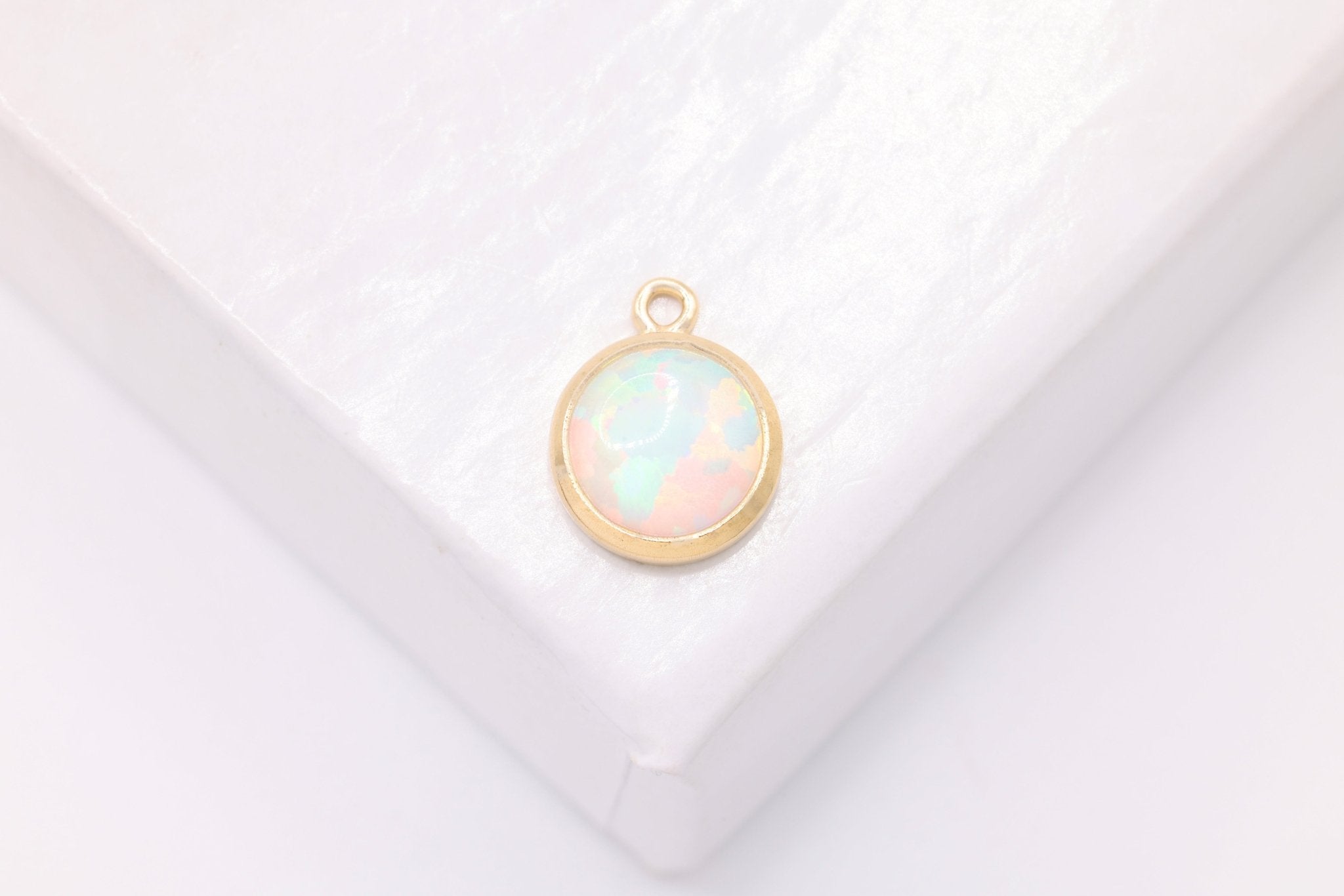 Opal Drop Connector, 14/20 Gold - Filled Synthetic Opal, Link Bezel Wholesale Bulk Findings - HarperCrown