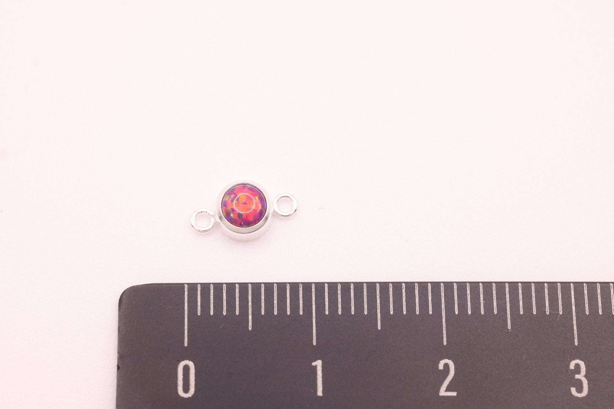 Opal February Birthstone Amethyst Connector Charm, 925 Sterling Silver, 4mm Opal, Bulk DIY Wholesale Jewelry Making Charm - HarperCrown