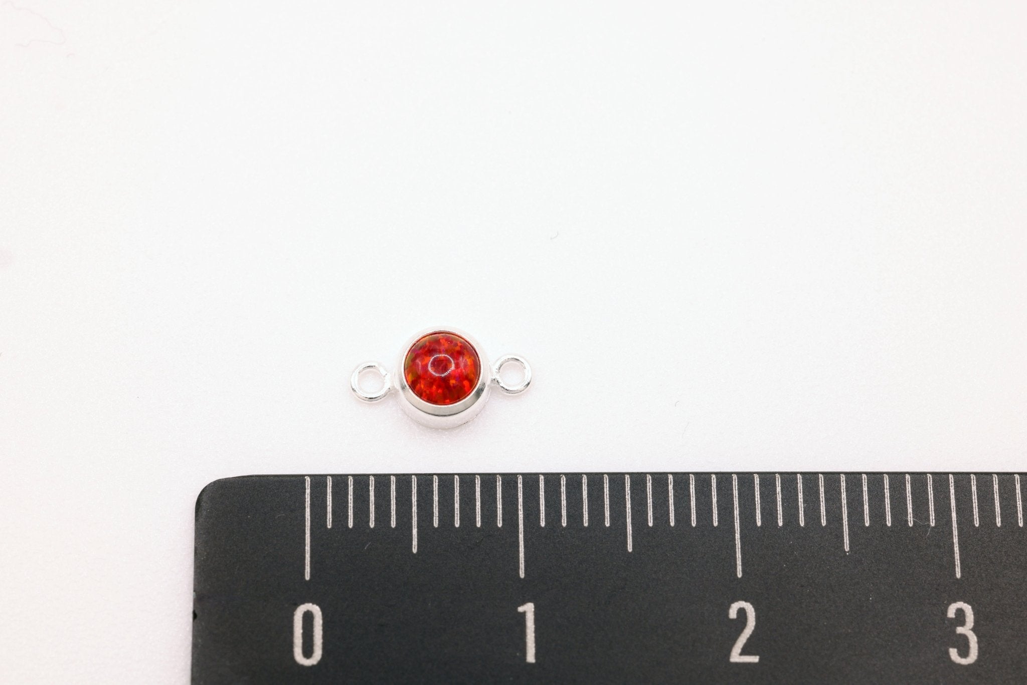 Opal January Birthstone Garnet Connector Charm, 925 Sterling Silver, 4mm Opal, Bulk DIY Wholesale Jewelry Making Charm - HarperCrown