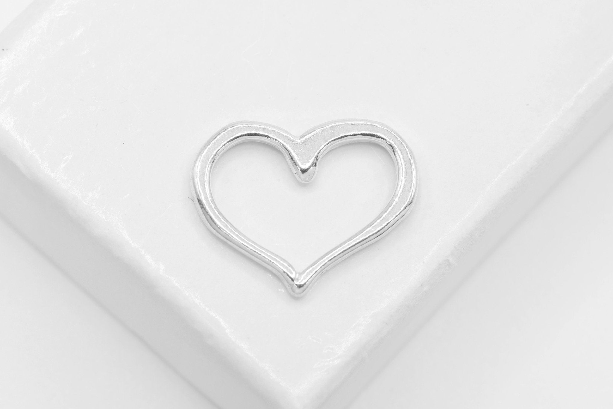 Open Heart Connector Pendant, Wholesale, 925 Sterling Silver, 16mm x 13mm, Jewelry Making Supplies - HarperCrown