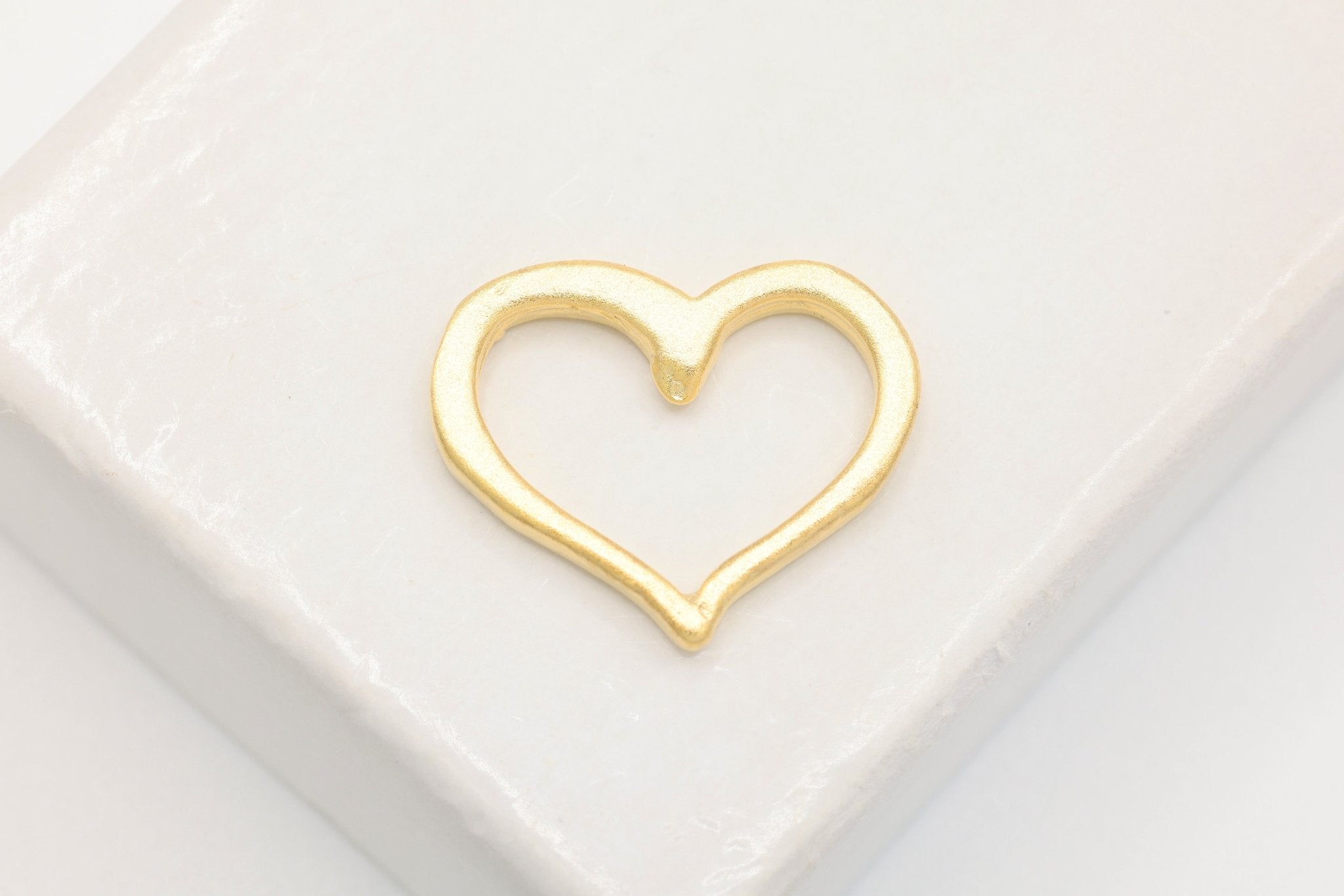 Open Heart Connector Pendant, Wholesale, Matte 18k Gold Plated over 925 Sterling Silver, 16mm x 13mm, Jewelry Making Supplies - HarperCrown