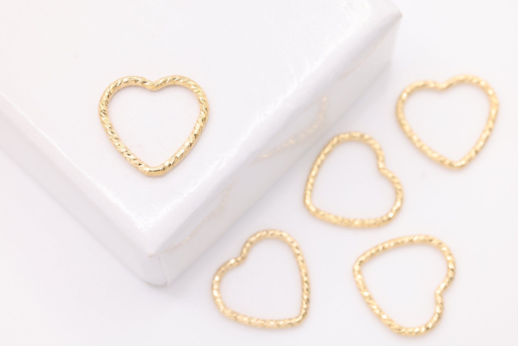 Open Sparkle Heart Wire Connector Charm, Wholesale, 14/20 Gold - Filled, 10mm, Wholesale Jewelry Making Charms - HarperCrown