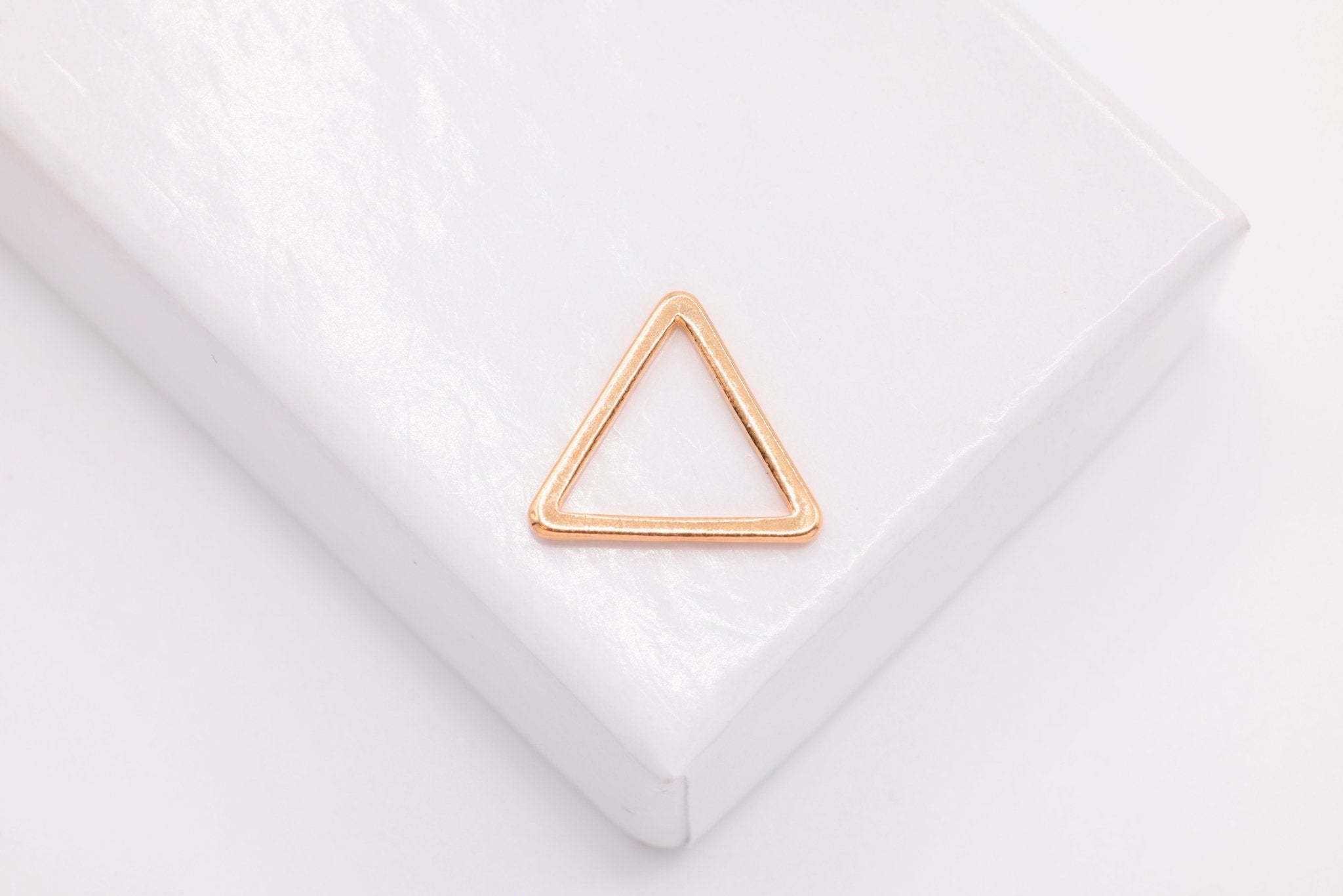 Open Triangle Connector Charm, Wholesale, 18K Rose Gold - Plated 925 Sterling Silver, 12mm x 12mm - HarperCrown