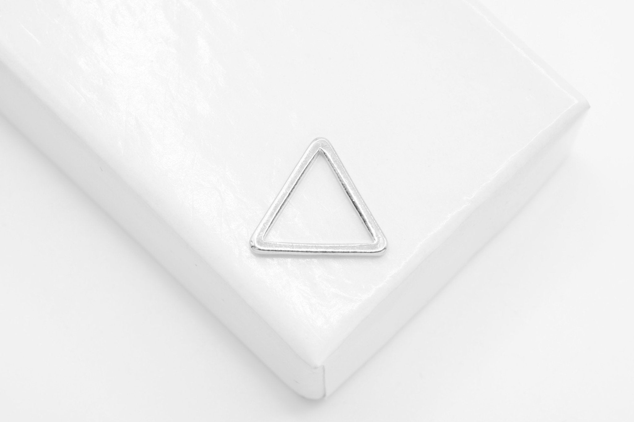 Open Triangle Connector Charm, Wholesale, 925 Sterling Silver, 12mm x 12mm - HarperCrown