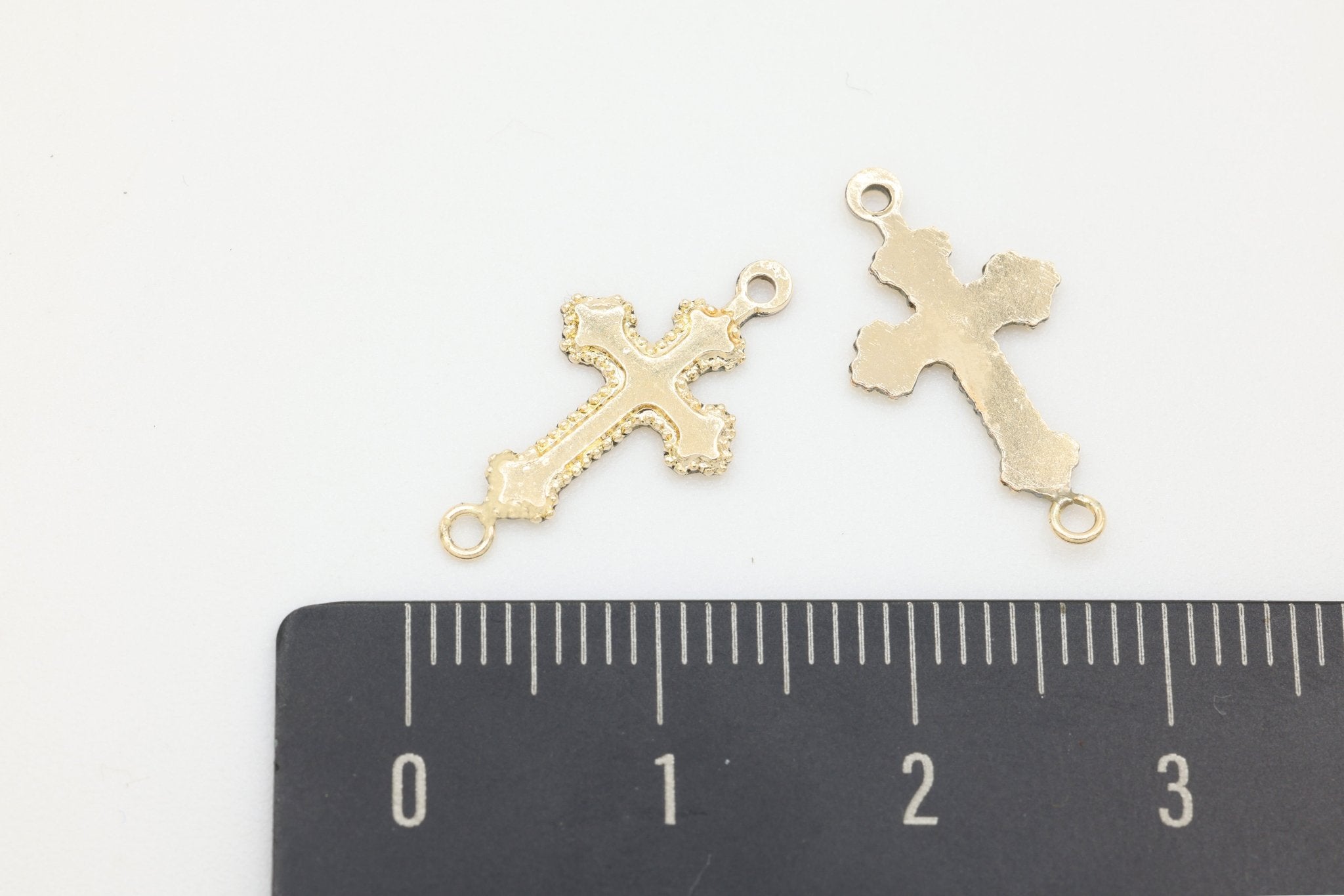 Ornate Cross Connector Charm, Wholesale, 14/20 Gold - Filled, 13mm x 10mm, Rosary Christian Catholic Jesus Cross Faith Blank - HarperCrown