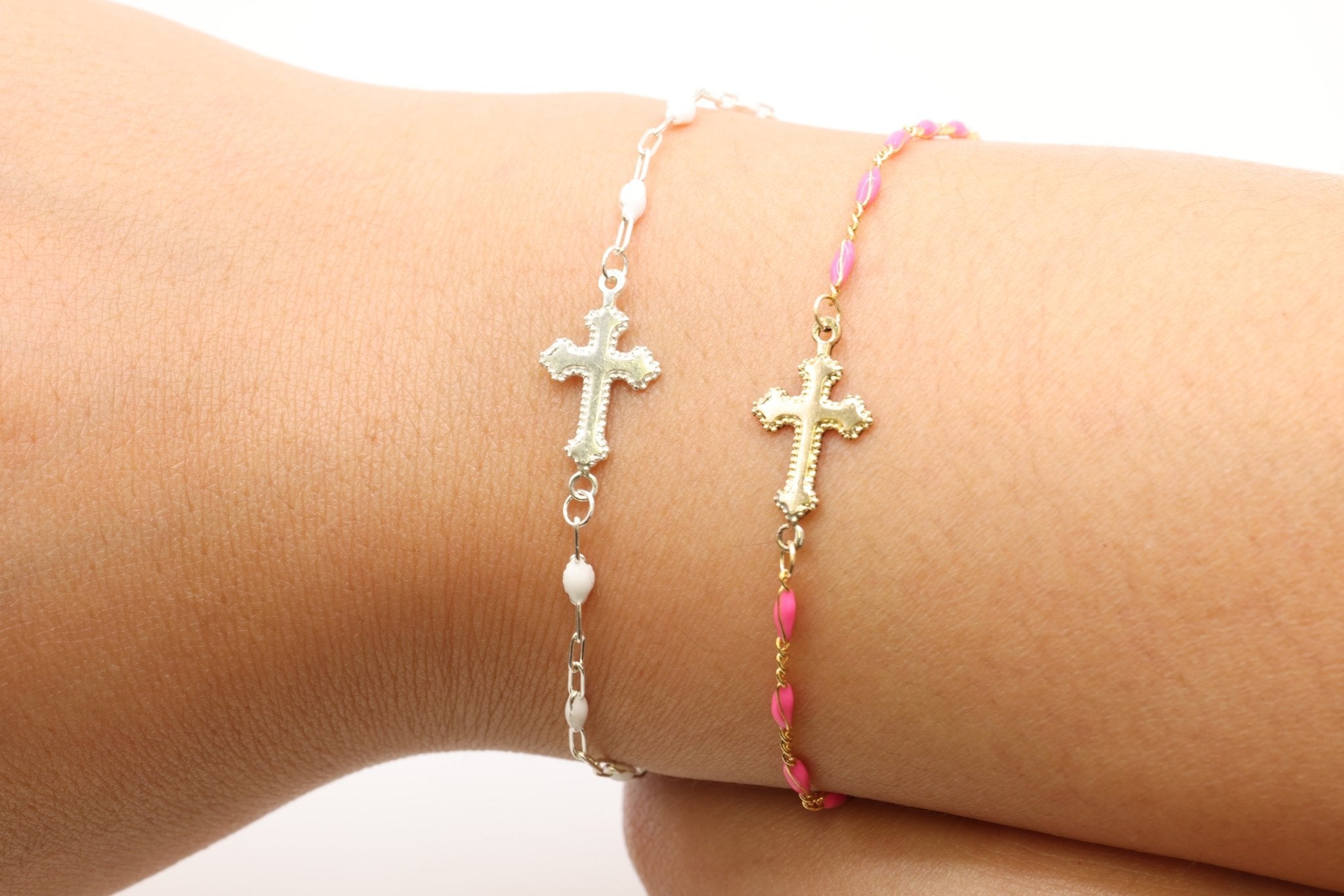 Ornate Cross Connector Charm, Wholesale, 925 Sterling Silver, 13mm x 10mm, Rosary Christian Catholic Jesus Cross Faith Blank - HarperCrown