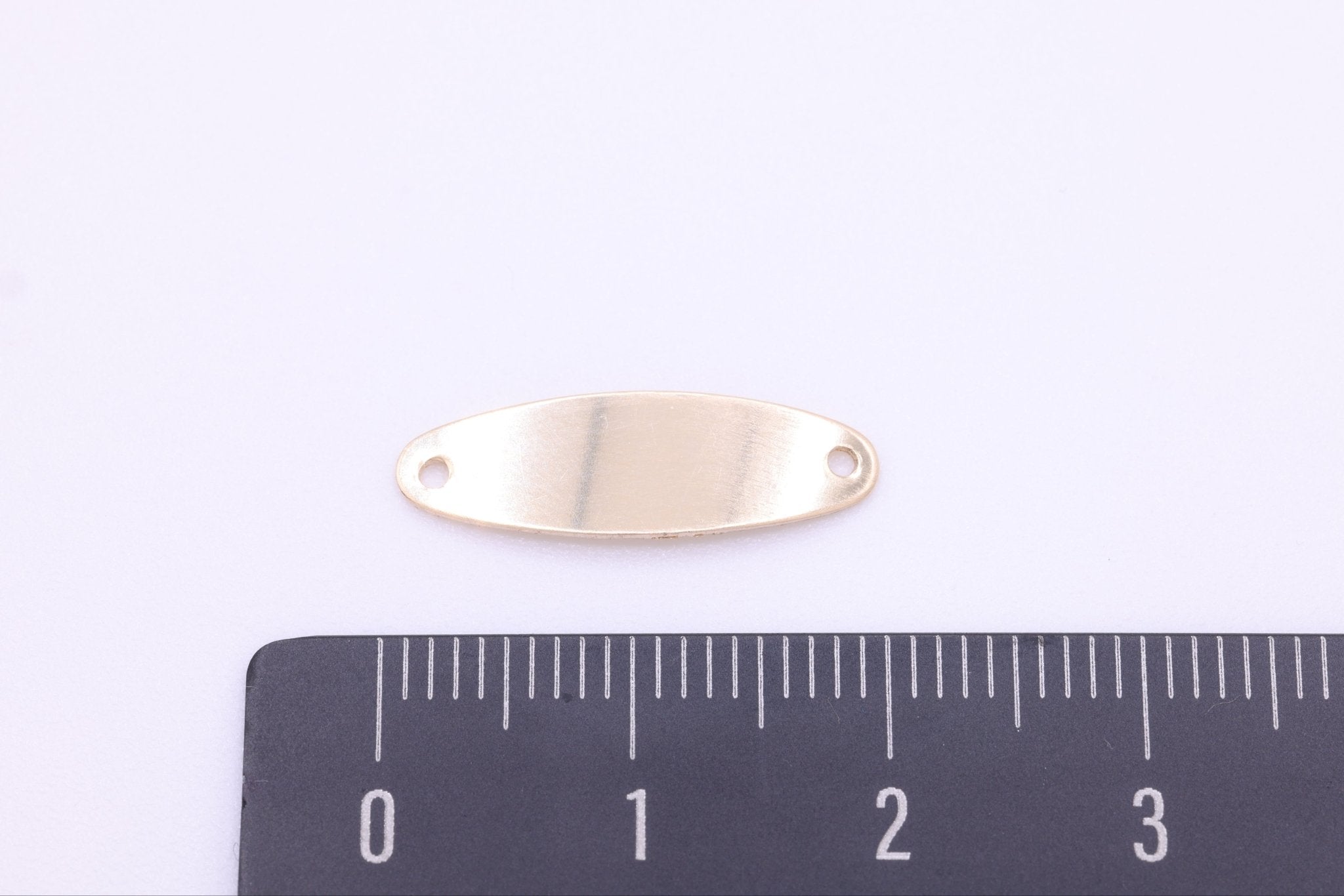 Oval Nameplate Bracelet Connector, Wholesale, 14/20 Gold - Filled, 20mm x 6mm, ID Stamping Tag - HarperCrown