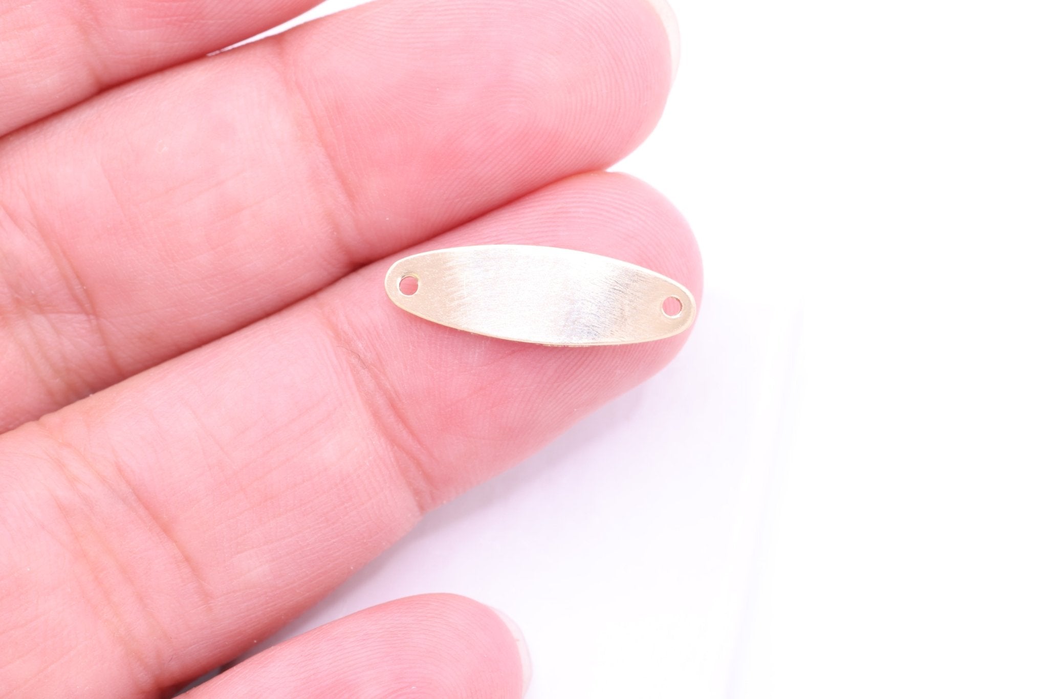 Oval Nameplate Bracelet Connector, Wholesale, 14/20 Gold - Filled, 20mm x 6mm, ID Stamping Tag - HarperCrown
