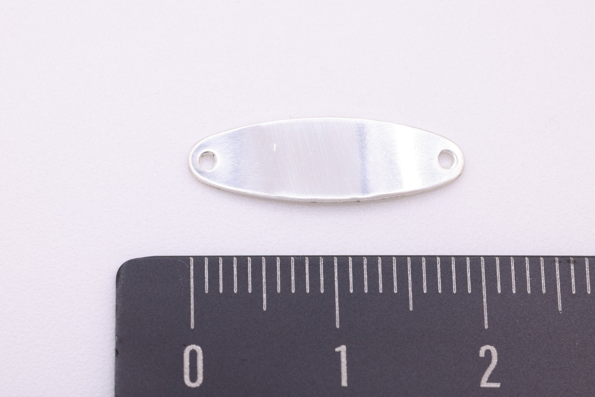 Oval Nameplate Bracelet Connector, Wholesale, 925 Sterling Silver, 20mm x 6mm, ID Stamping Tag - HarperCrown