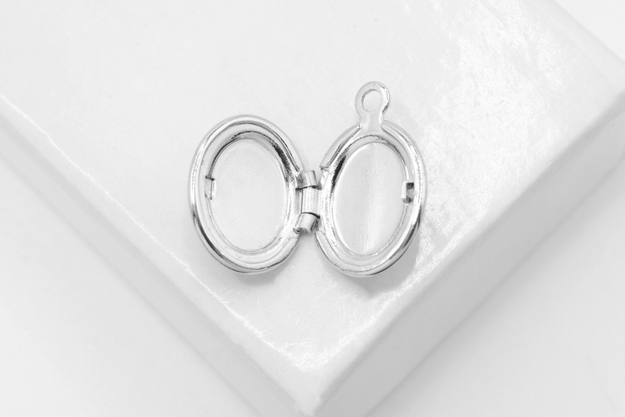 Oval Photo Locket Pendant Charm, Wholesale, 925 Sterling Silver, 16mm x 10mm, DIY Jewelry Supplies - HarperCrown