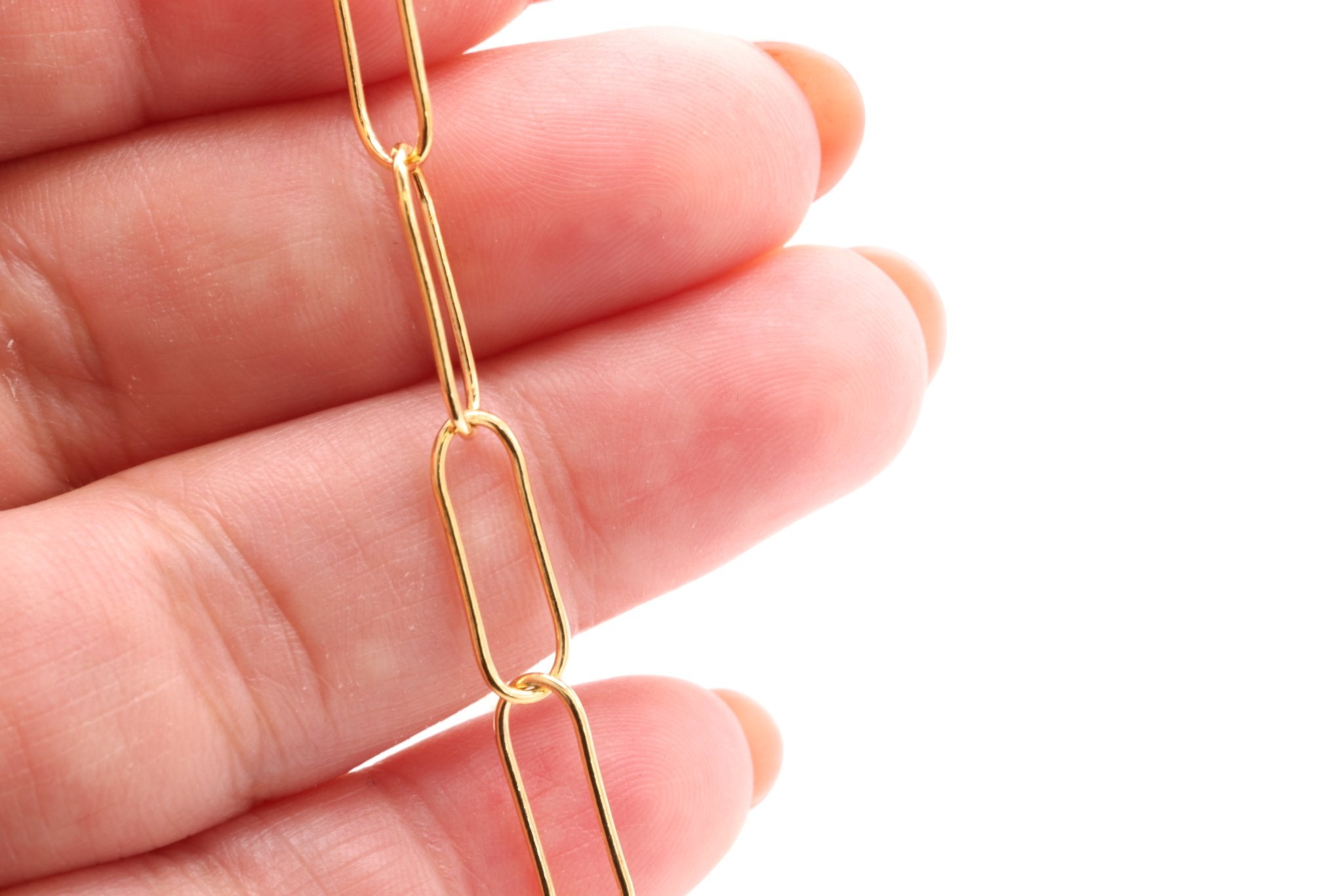 Paperclip Chain, Gold - Filled, 15mm x 5mm, Bulk DIY Spool Pay Per Foot Jewelry Making Chain - HarperCrown