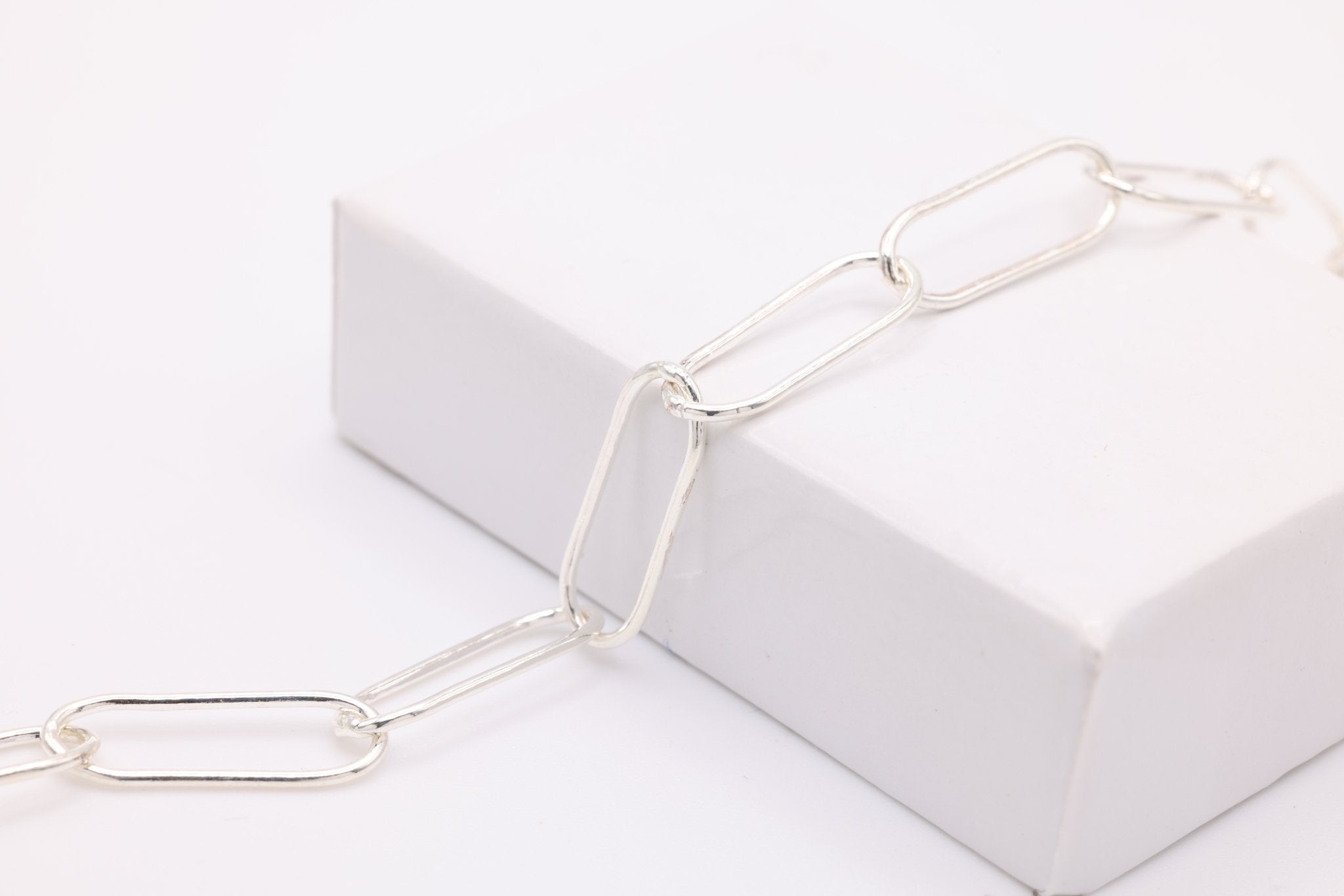 Paperclip Chain, Sterling Silver, 15mm x 5mm, Bulk DIY Spool Pay Per Foot Jewelry Making Chain - HarperCrown