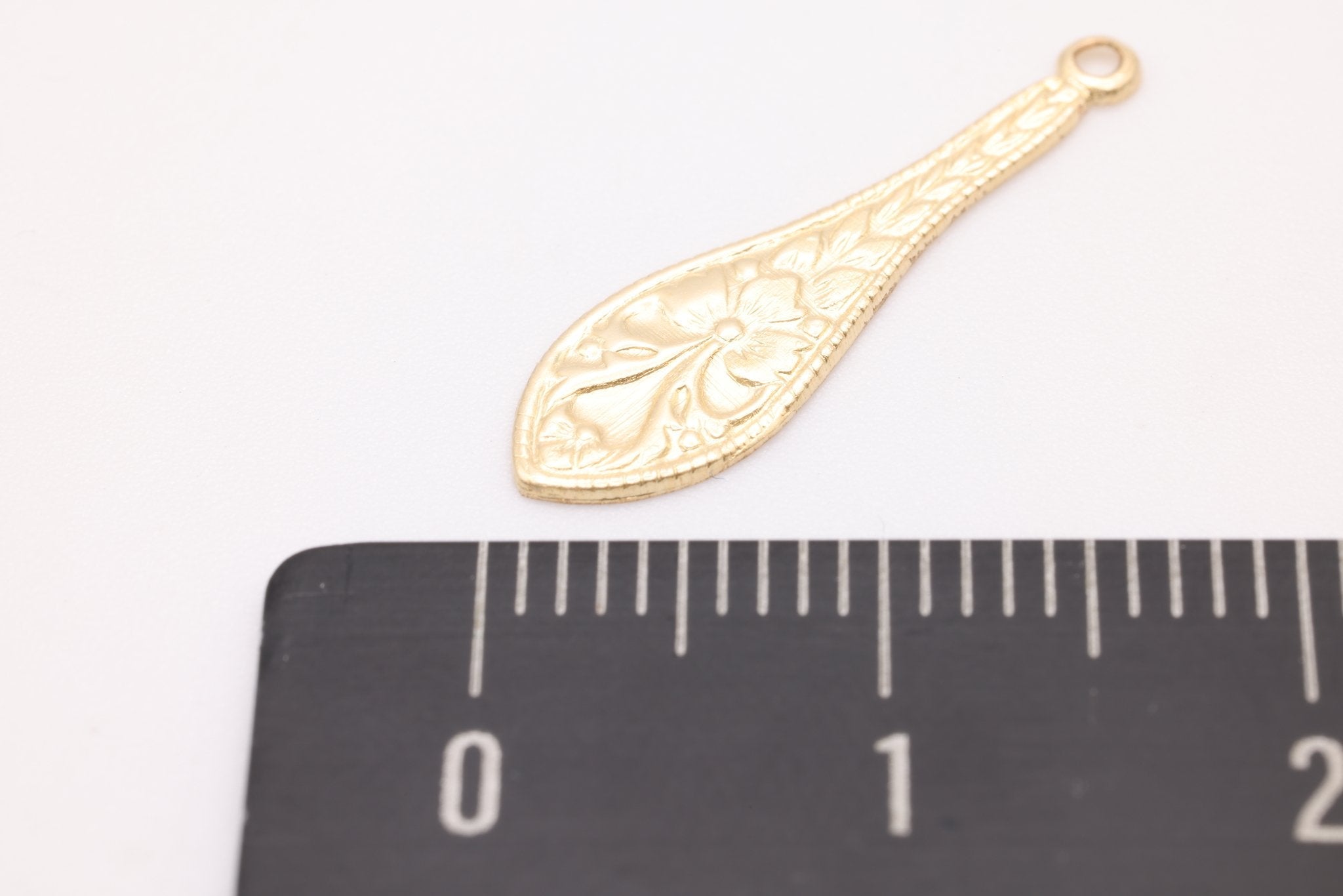 Patterned Drop Charm, Gold - Filled, 20mm x 5mm, Wholesale Bulk DIY Wholesale Jewelry Making Charm - HarperCrown