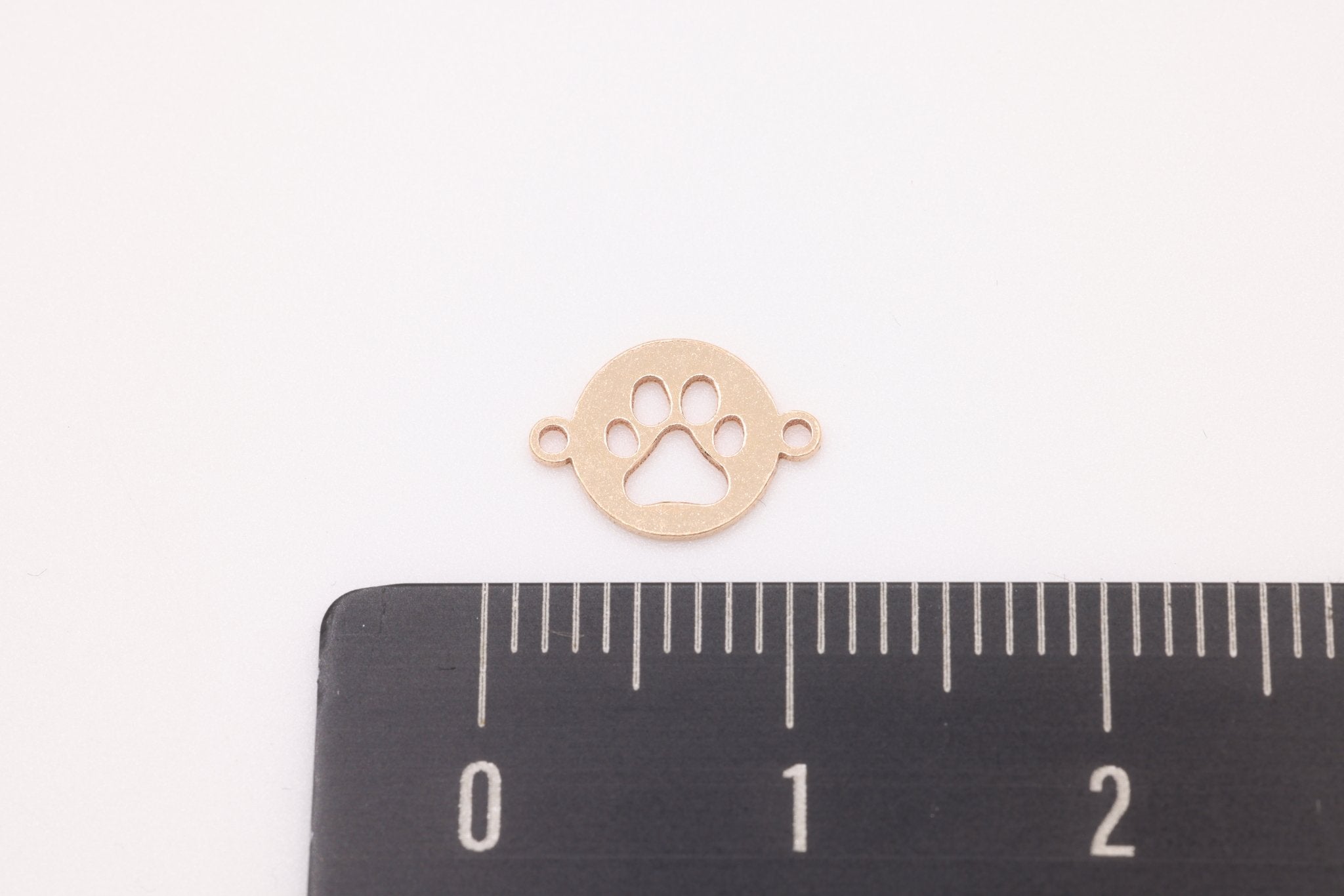 Paw Disc Charm Connector, Gold - Filled, 9mm x 6mm, Bulk DIY Wholesale Jewelry Making Charm - HarperCrown
