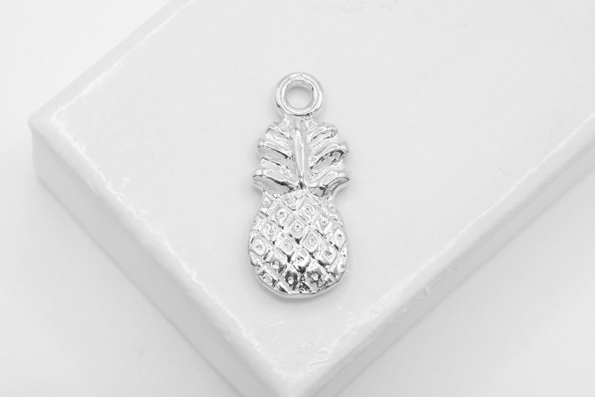 Pineapple Charm, 925 Sterling Silver, 20mm x 9mm, Hawaiian Pineapple Dole Charm Pendant, Pineapple Charm, Fruit Charm - HarperCrown
