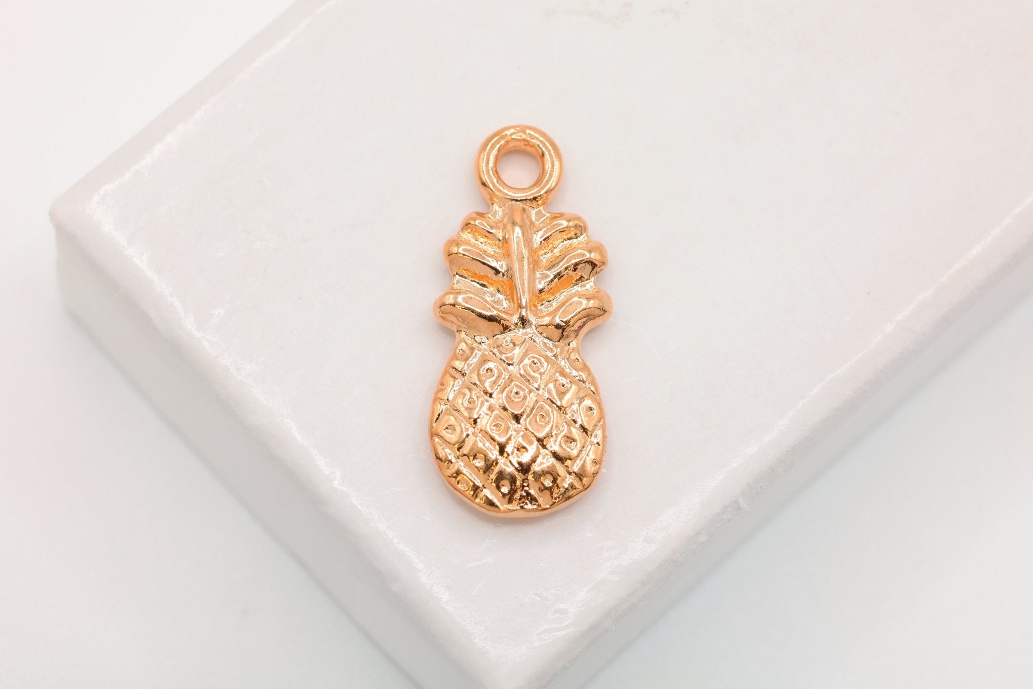 Pineapple Charm, Gold - Plated Sterling Silver, 20mm x 9mm, Hawaiian Pineapple Dole Charm Pendant, Pineapple Charm, Fruit Charm - HarperCrown