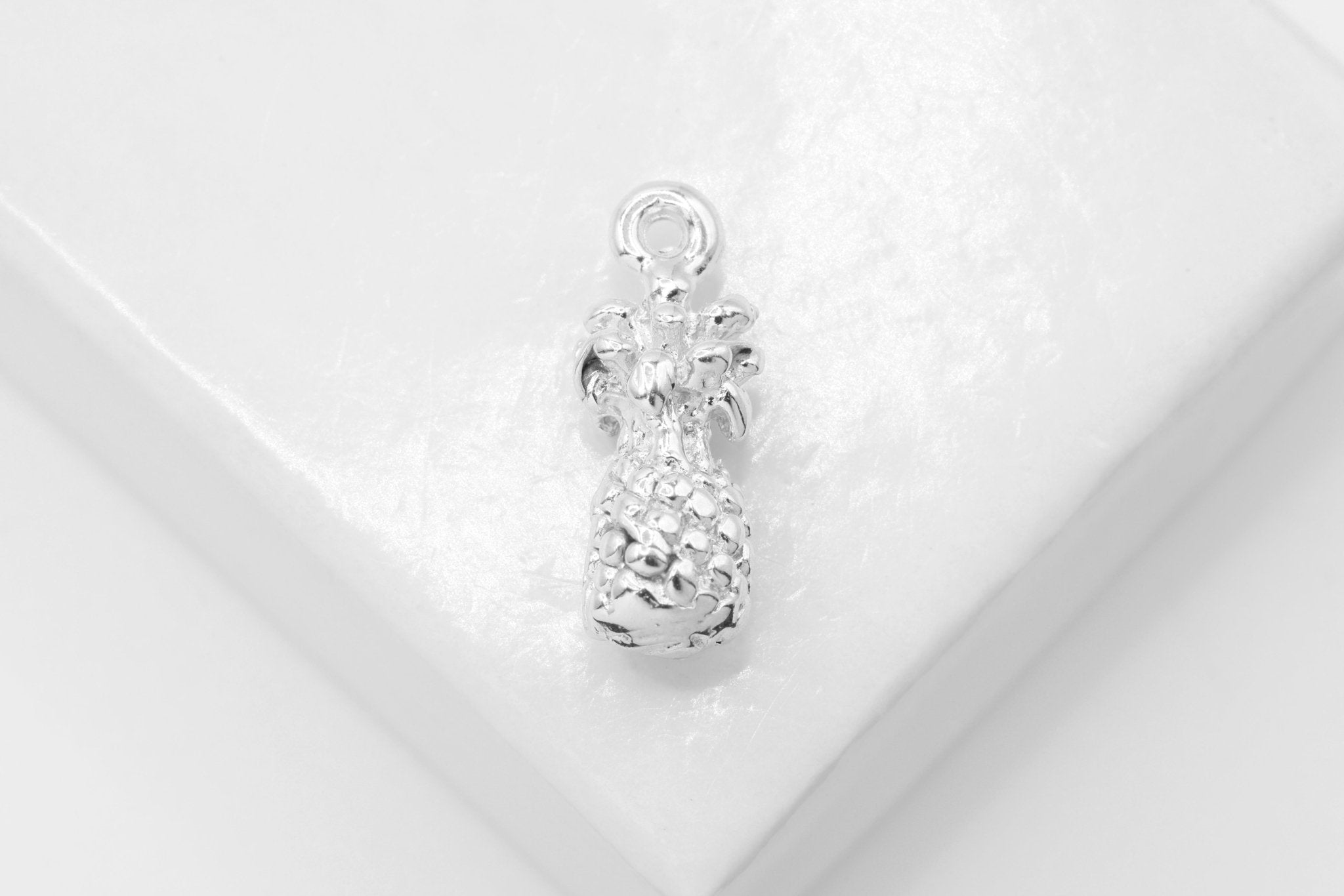 Pineapple Charm, Wholesale, 925 Sterling Silver, 13mm x 6mm, Hawaiian Pineapple Fruit - HarperCrown