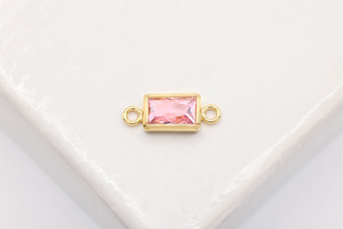 Pink Bello Opal Rectangle Charm, 14/20 Gold-Filled, 5mm x 3mm, Jewelry Making Charm - HarperCrown