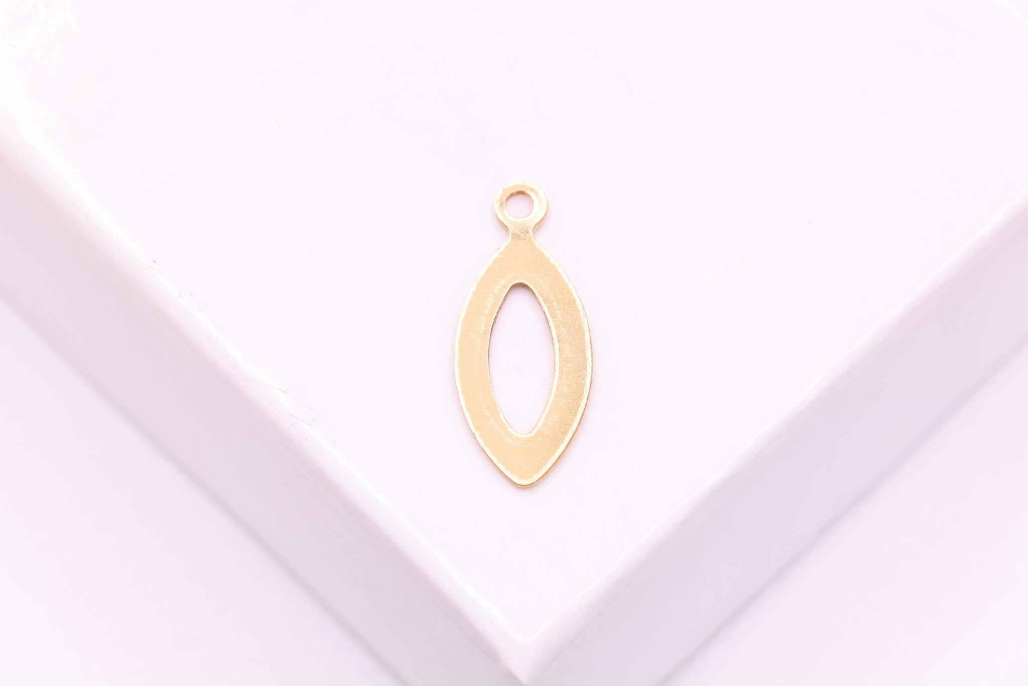 Pointed Oval Marquise Open Cut Out Teardrop Charm, Wholesale, 14/20 Gold - Filled, 12mm x 5mm, Jewelry Making Charm - HarperCrown