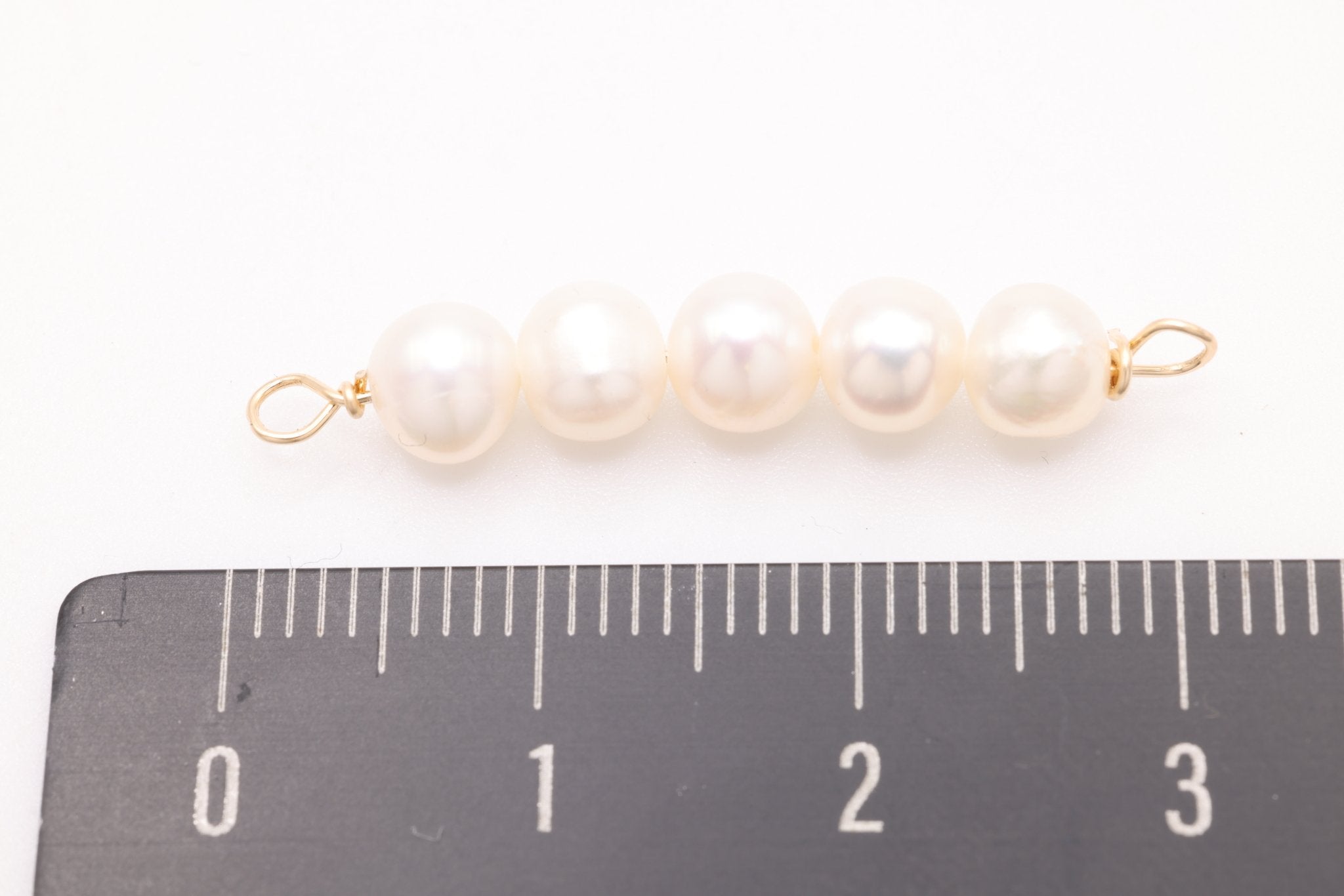 Potato Pearl Connector Charm, Gold - Filled, 30mm x 5mm, Wire Wrapped Pearl, Bulk DIY Wholesale Jewelry Making Charm - HarperCrown