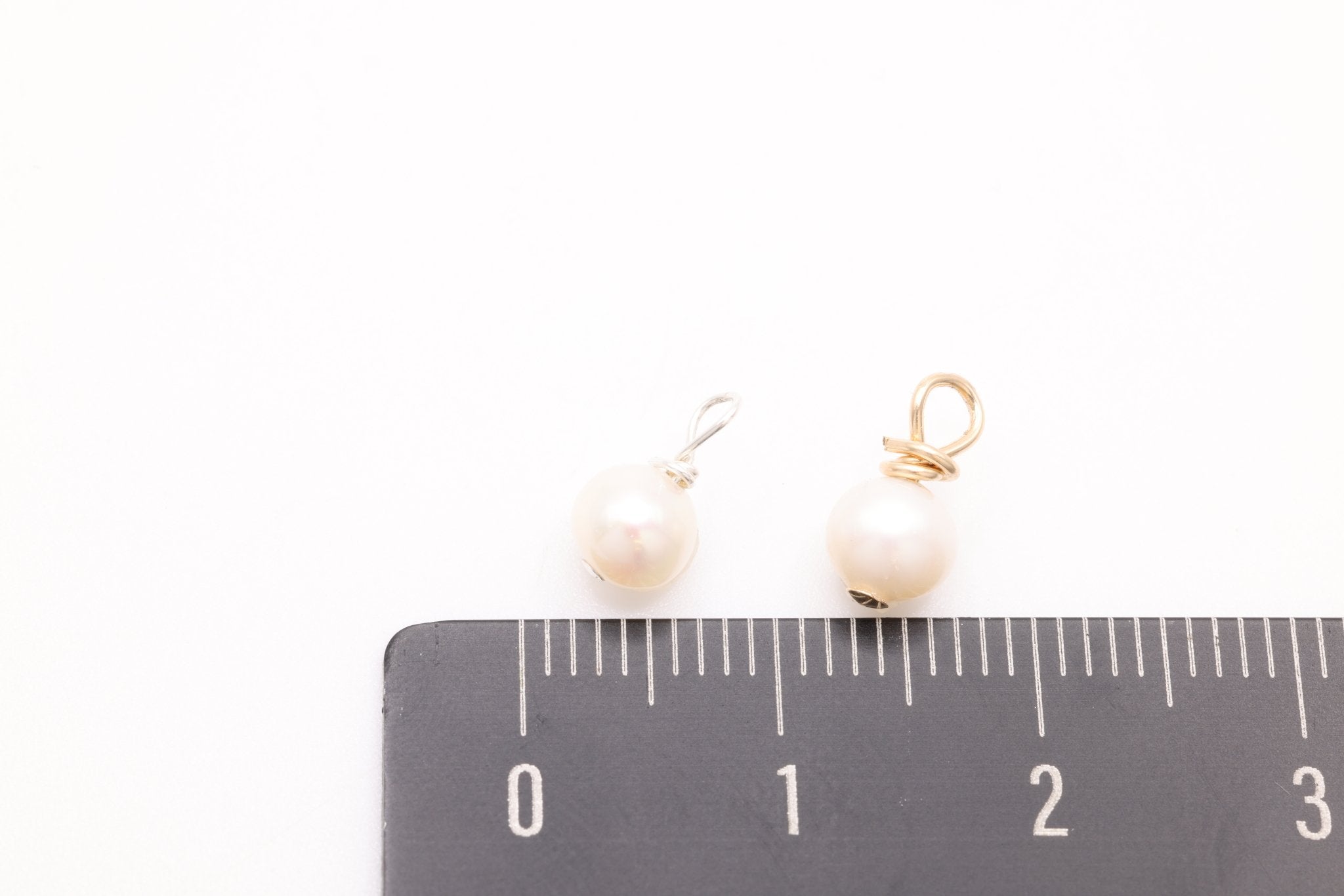 Potato Pearl Drop Charm, Gold - Filled, 10mm x 5mm, Wire Wrapped Pearl, Bulk DIY Wholesale Jewelry Making Charm - HarperCrown