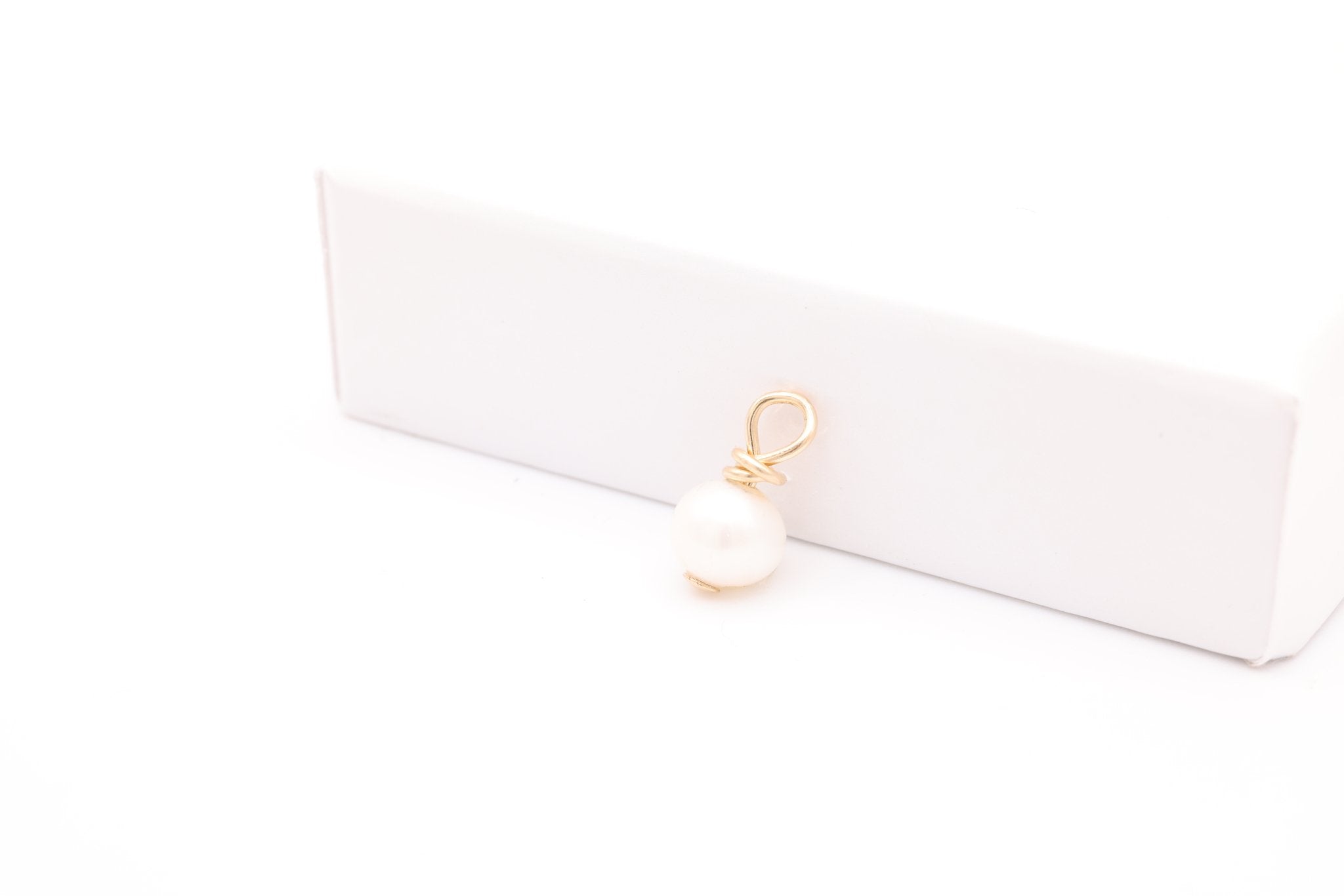 Potato Pearl Drop Charm, Gold - Filled, 10mm x 5mm, Wire Wrapped Pearl, Bulk DIY Wholesale Jewelry Making Charm - HarperCrown