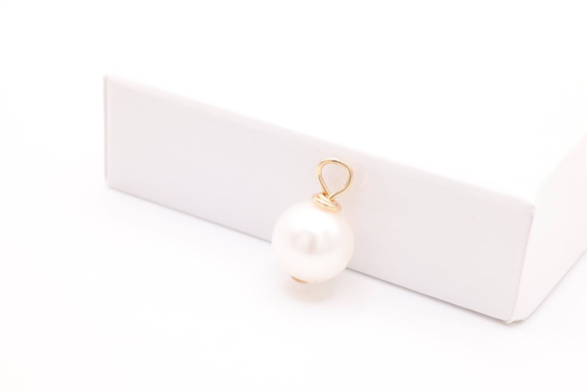 Potato Pearl Drop Charm, Gold - Filled, 12mm x 8mm, Wire Wrapped Pearl, Bulk DIY Wholesale Jewelry Making Charm - HarperCrown
