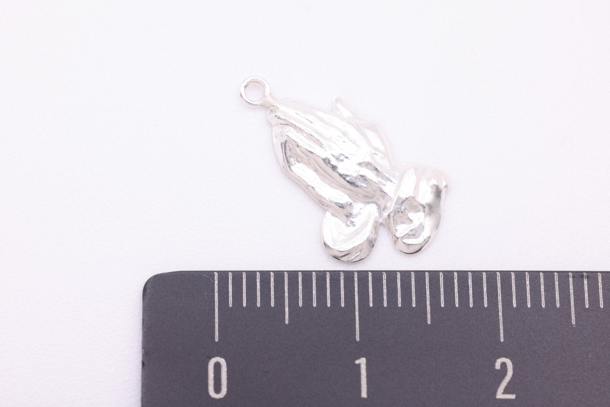 Praying Hands Charm, 925 Sterling Silver, 17mm x 10mm, Religious Faithfull Charm, Bulk DIY Wholesale Jewelry Making Charm - HarperCrown