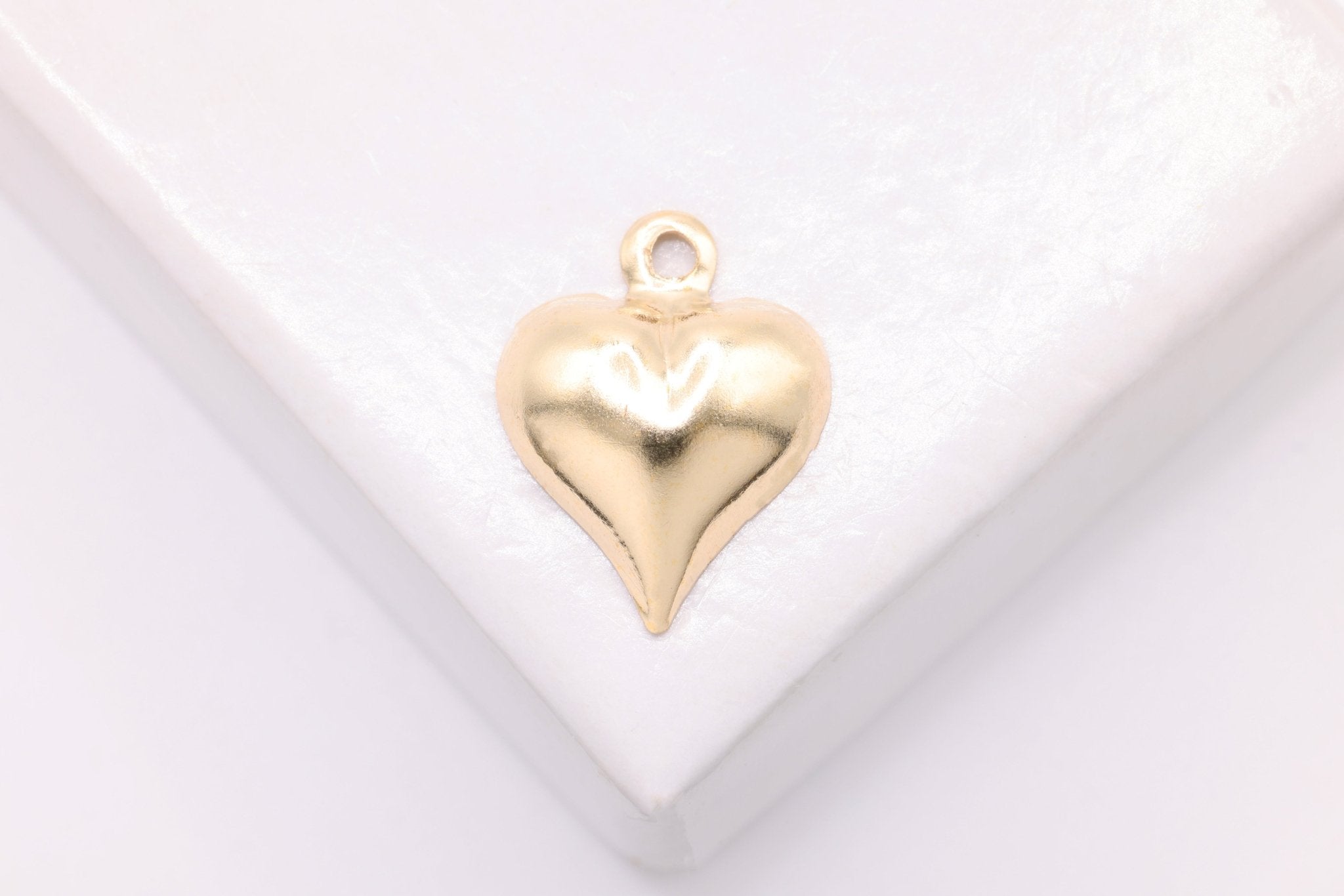 Puffy Heart Charm, Wholesale, 14/20 Gold - Filled, 12mm x 10mm, Small Heart Permanent Jewelry - HarperCrown