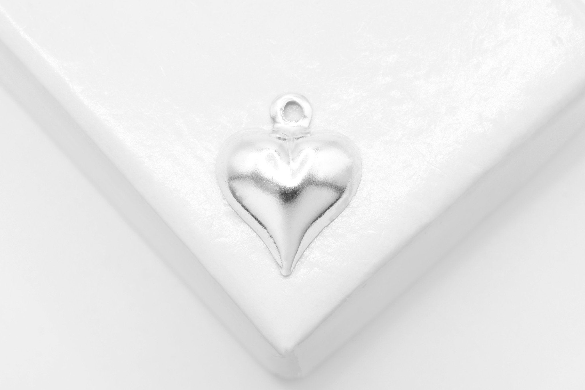 Puffy Heart Charm, Wholesale, 925 Sterling Silver, 12mm x 10mm, Small Heart Permanent Jewelry - HarperCrown