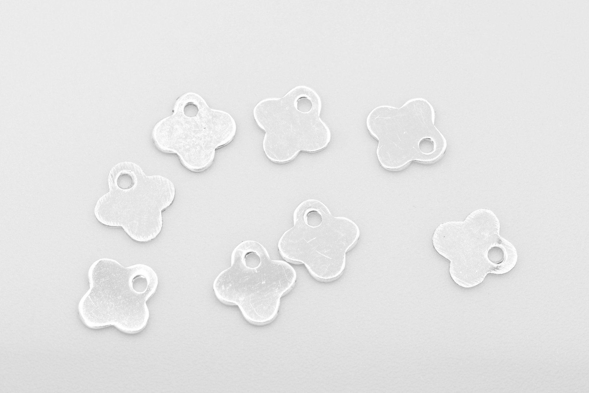 Quatrefoil Four Leaf Clover Charm, Wholesale, 925 Sterling Silver, 8mm x 8mm, Jewelry Making Charm - HarperCrown