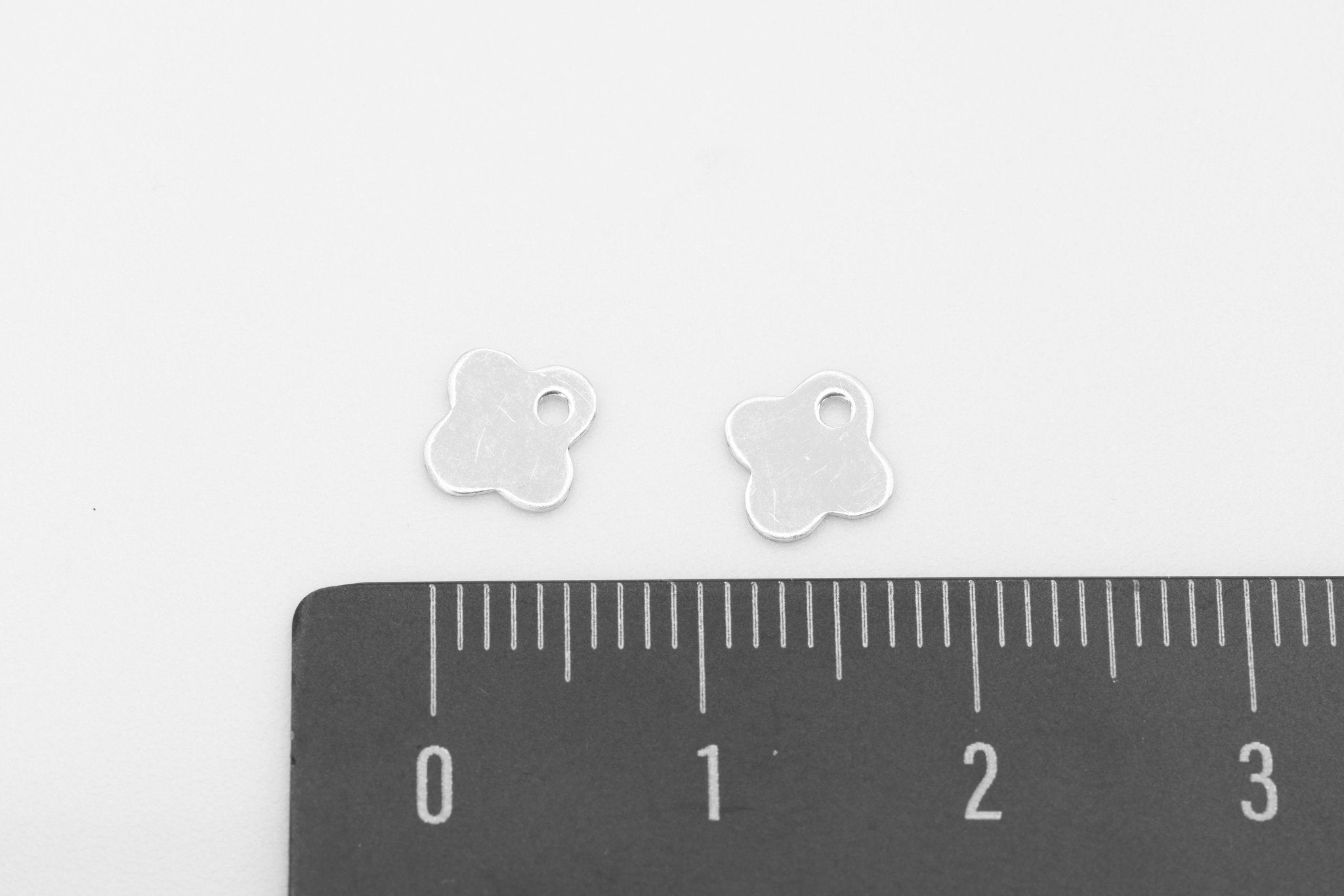 Quatrefoil Four Leaf Clover Charm, Wholesale, 925 Sterling Silver, 8mm x 8mm, Jewelry Making Charm - HarperCrown