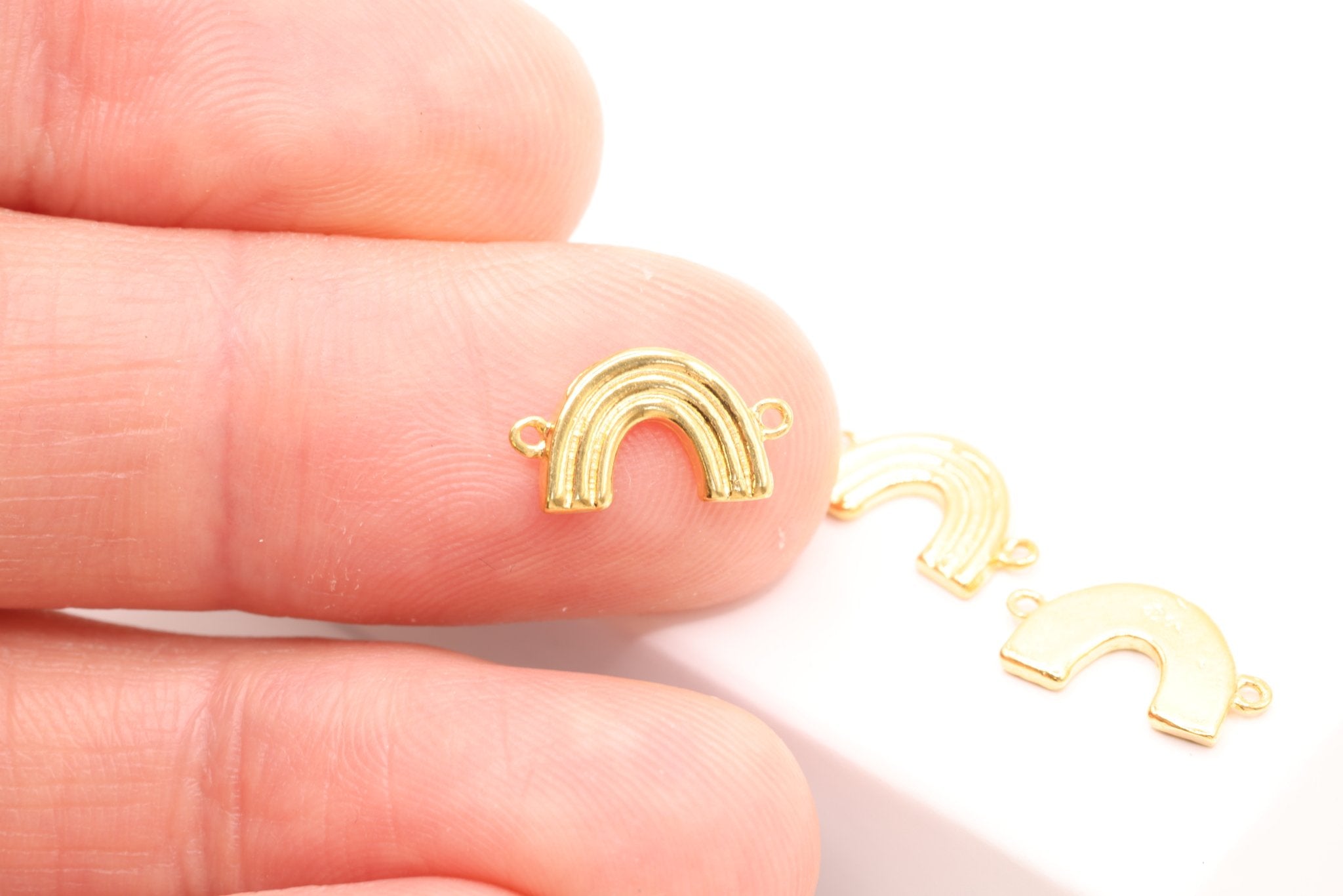 Rainbow Connector Charm, 14K Solid Gold, Jewelry Making Charm - HarperCrown