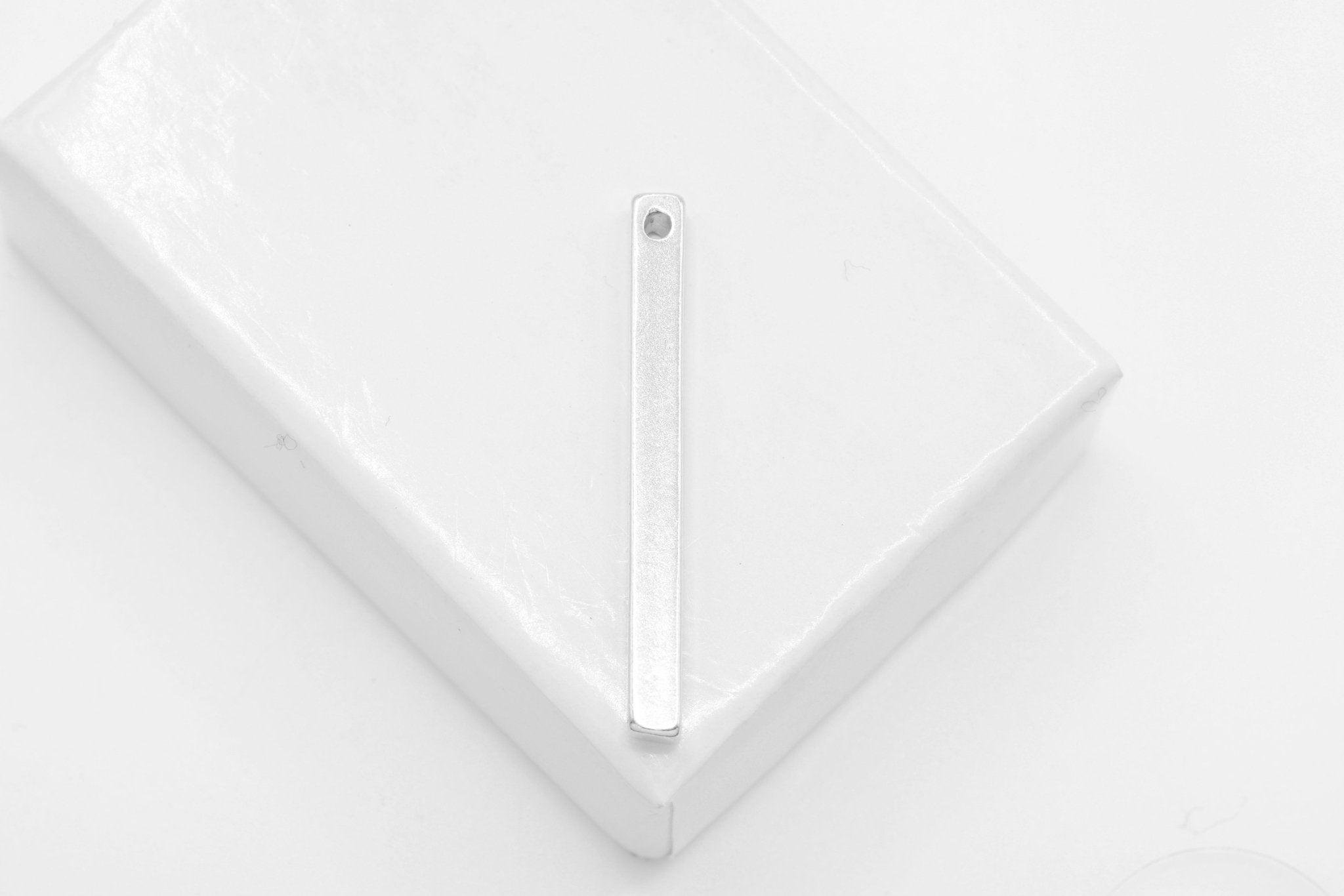 Rectangle Solid Bar Drop Charm, Wholesale, 925 Sterling Silver, 29mm x 3mm - HarperCrown