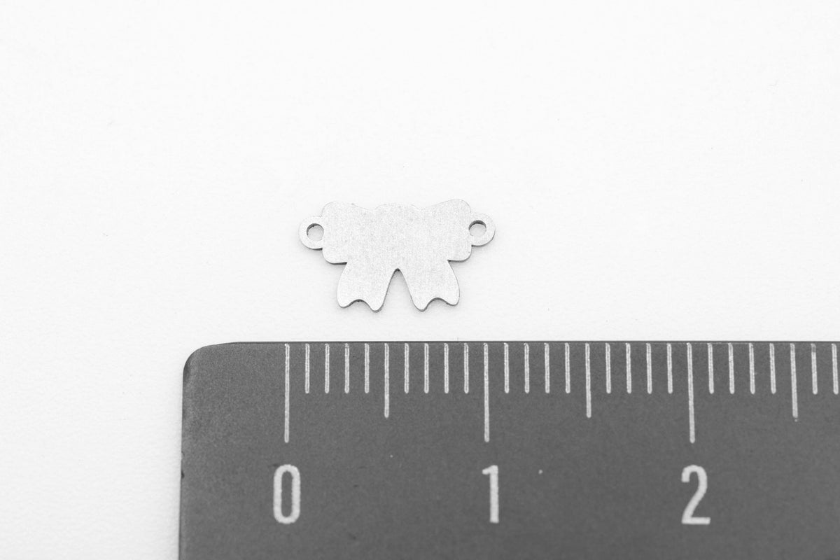 Ribbon Bow Connector Charm, 925 Sterling Silver, 10mm x 5mm, Wholesale, Jewelry Making Charm - HarperCrown