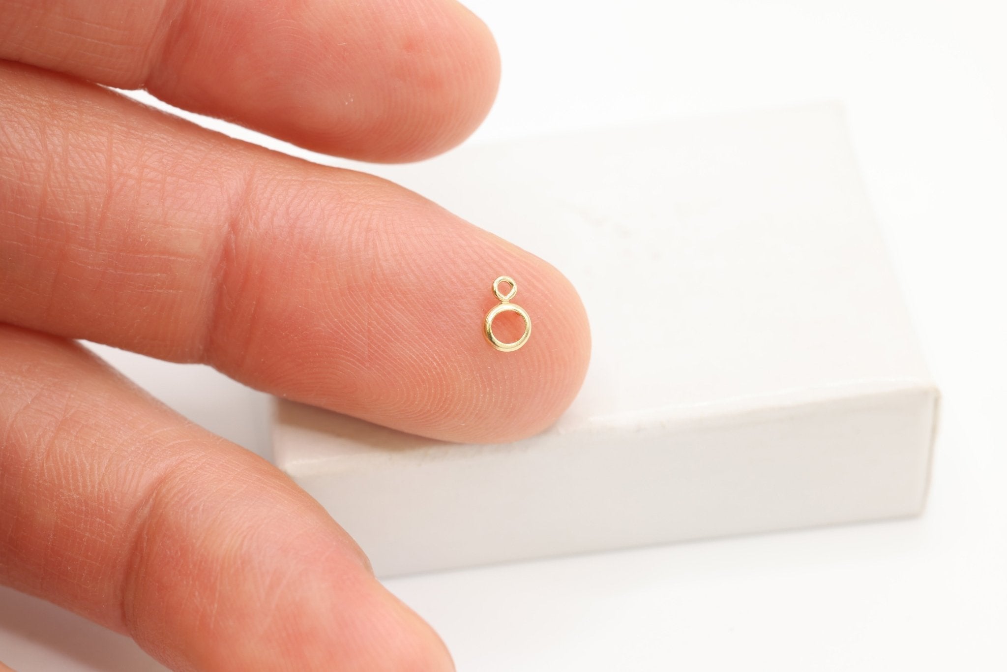Round Bezel Self Set Bracket Charm, 14/20 Gold-Filled, 3mm, Wholesale, Jewelry Making Charm - HarperCrown