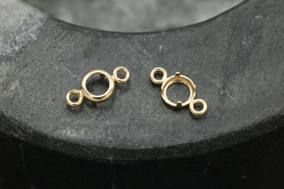 Round Connector Bezel Self Set Bracket Charm, 14/20 Gold-Filled, 3mm, Wholesale, Jewelry Making Charm - HarperCrown