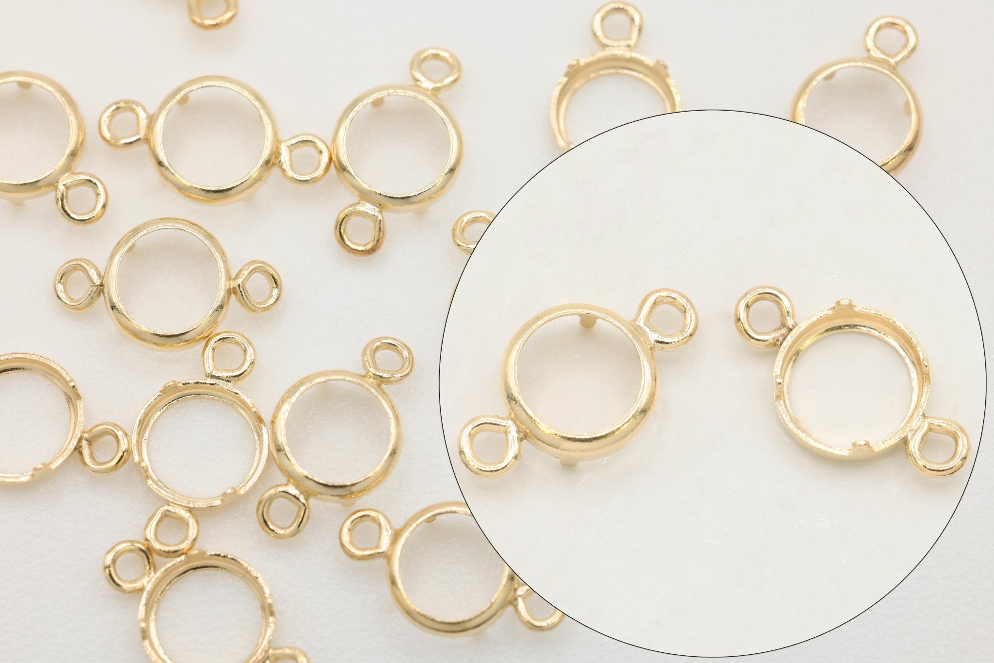 Round Connector Bezel Self Set Bracket Charm, 14/20 Gold-Filled, 4mm, Wholesale, Jewelry Making Charm - HarperCrown