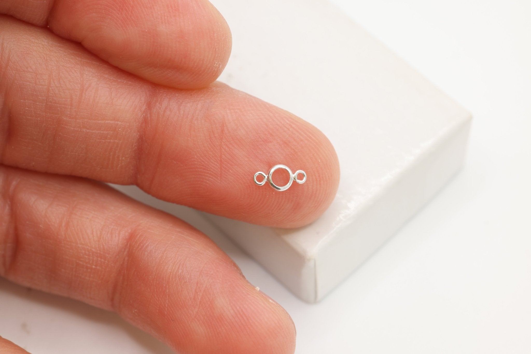 Round Connector Bezel Self Set Bracket Charm, 925 Sterling Silver, 3mm, Wholesale, Jewelry Making Charm - HarperCrown