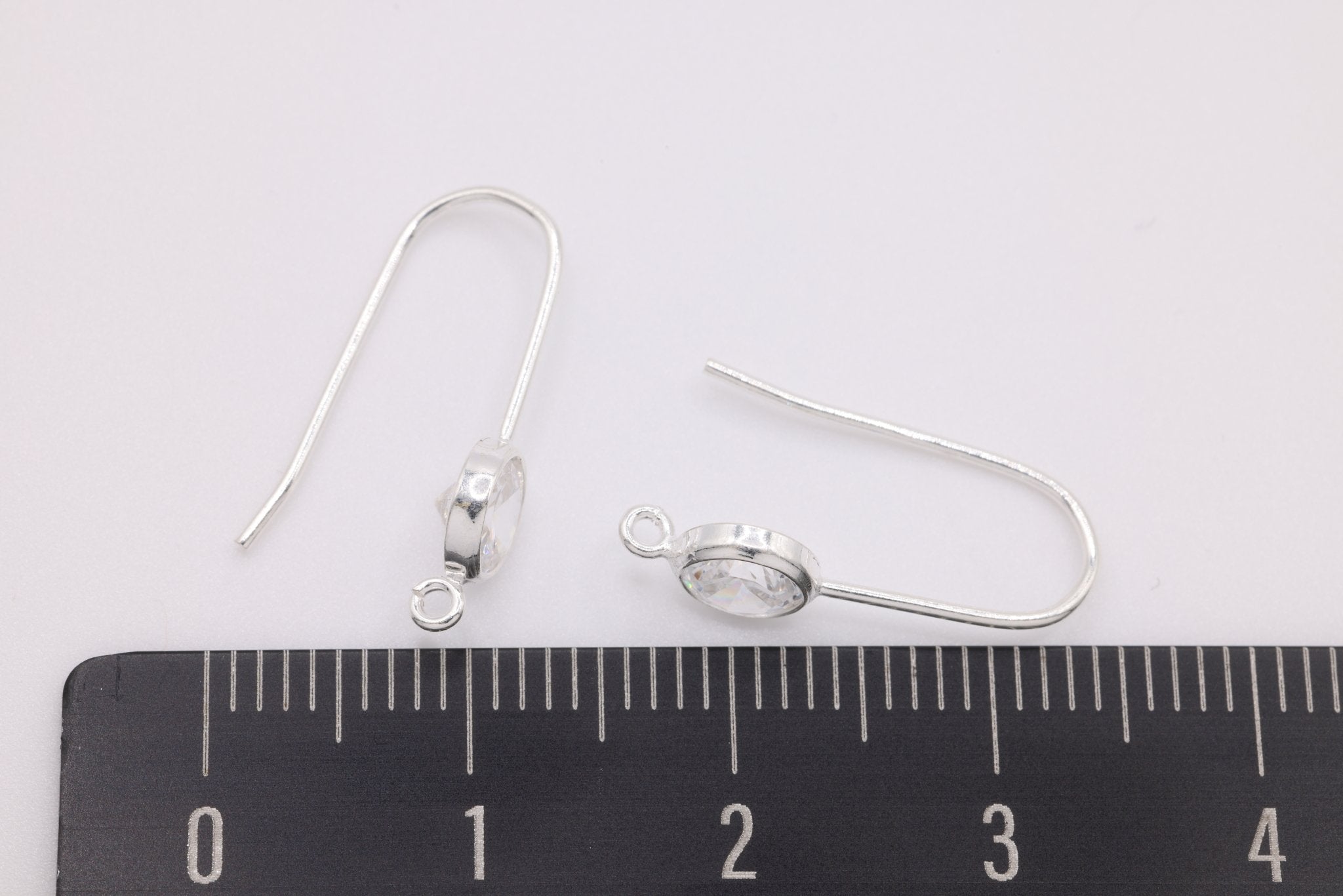 Round CZ Hook Ear Wire Earrings, 5mm, 925 Sterling Silver - HarperCrown