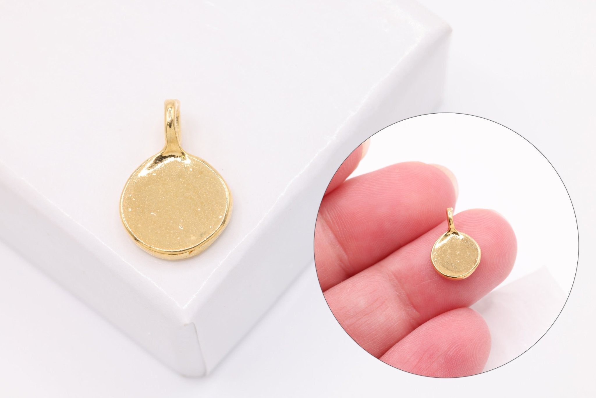 Round Disc Blank Charm, 14K Solid Gold, Wholesale - HarperCrown