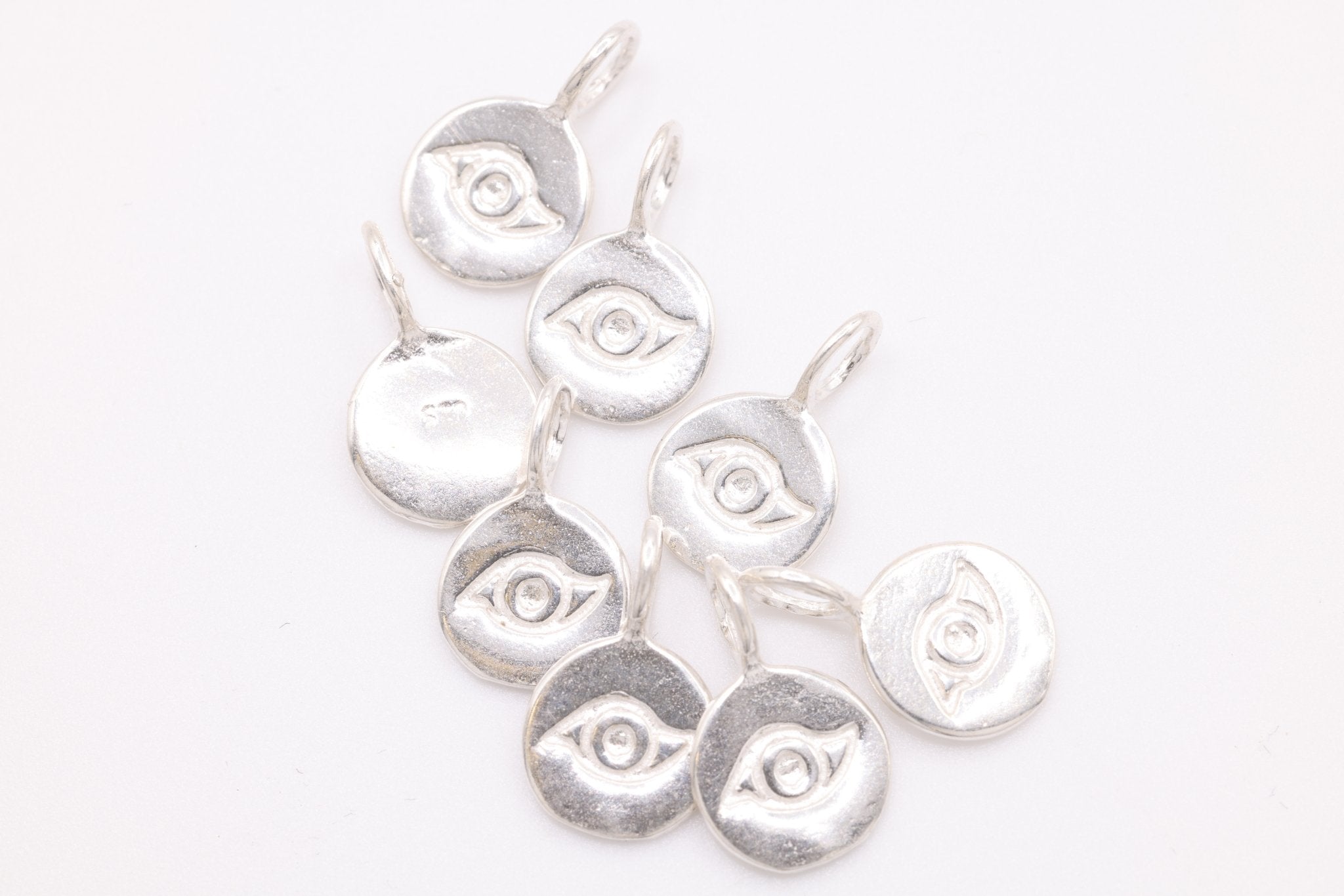 Round Wholesale Evil Eye Charm - Vermeil 22k Gold plated 925 Silver, Third Eye Charm, Small Evil Eye Ra Charm, Chakra, lucky eye, Yoga Charm, 410 - HarperCrown