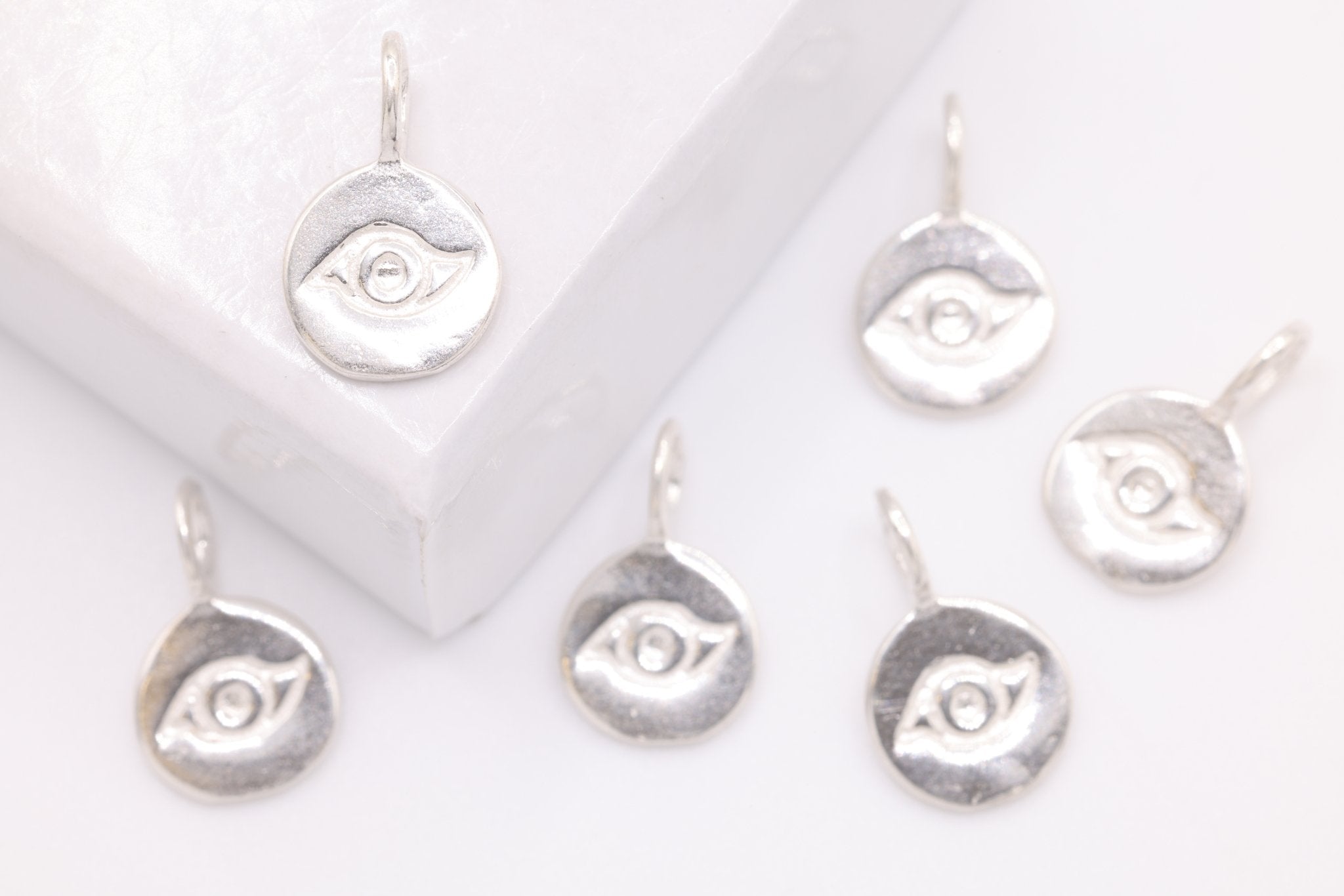 Round Wholesale Evil Eye Charm - Vermeil 22k Gold plated 925 Silver, Third Eye Charm, Small Evil Eye Ra Charm, Chakra, lucky eye, Yoga Charm, 410 - HarperCrown