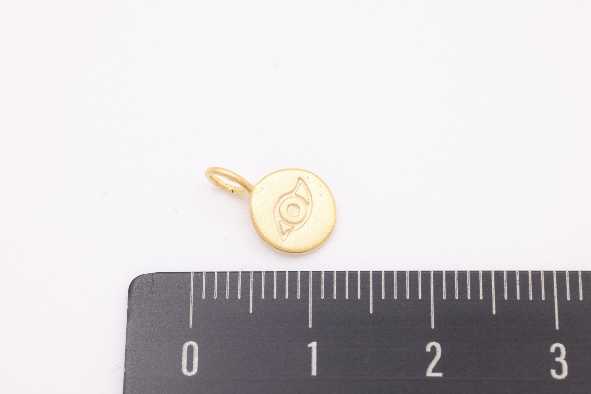 Round Wholesale Evil Eye Charm - Vermeil 22k Gold plated 925 Silver, Third Eye Charm, Small Evil Eye Ra Charm, Chakra, lucky eye, Yoga Charm, 410 - HarperCrown