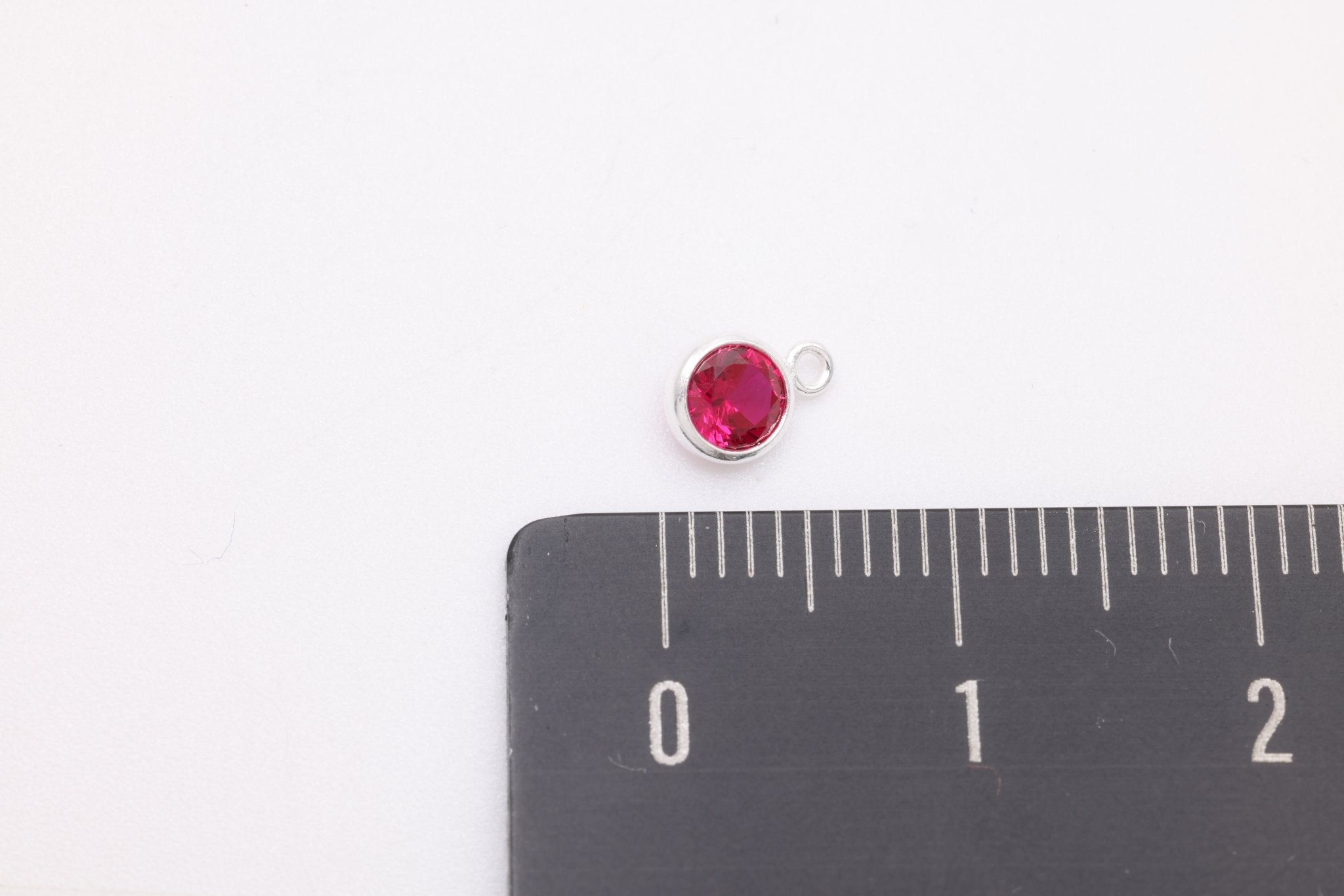 Ruby CZ Drop Charm, July Birthstone, Sterling Silver, 6mm x 4mm, Wholesale Bulk DIY Wholesale Jewelry Making Charm - HarperCrown